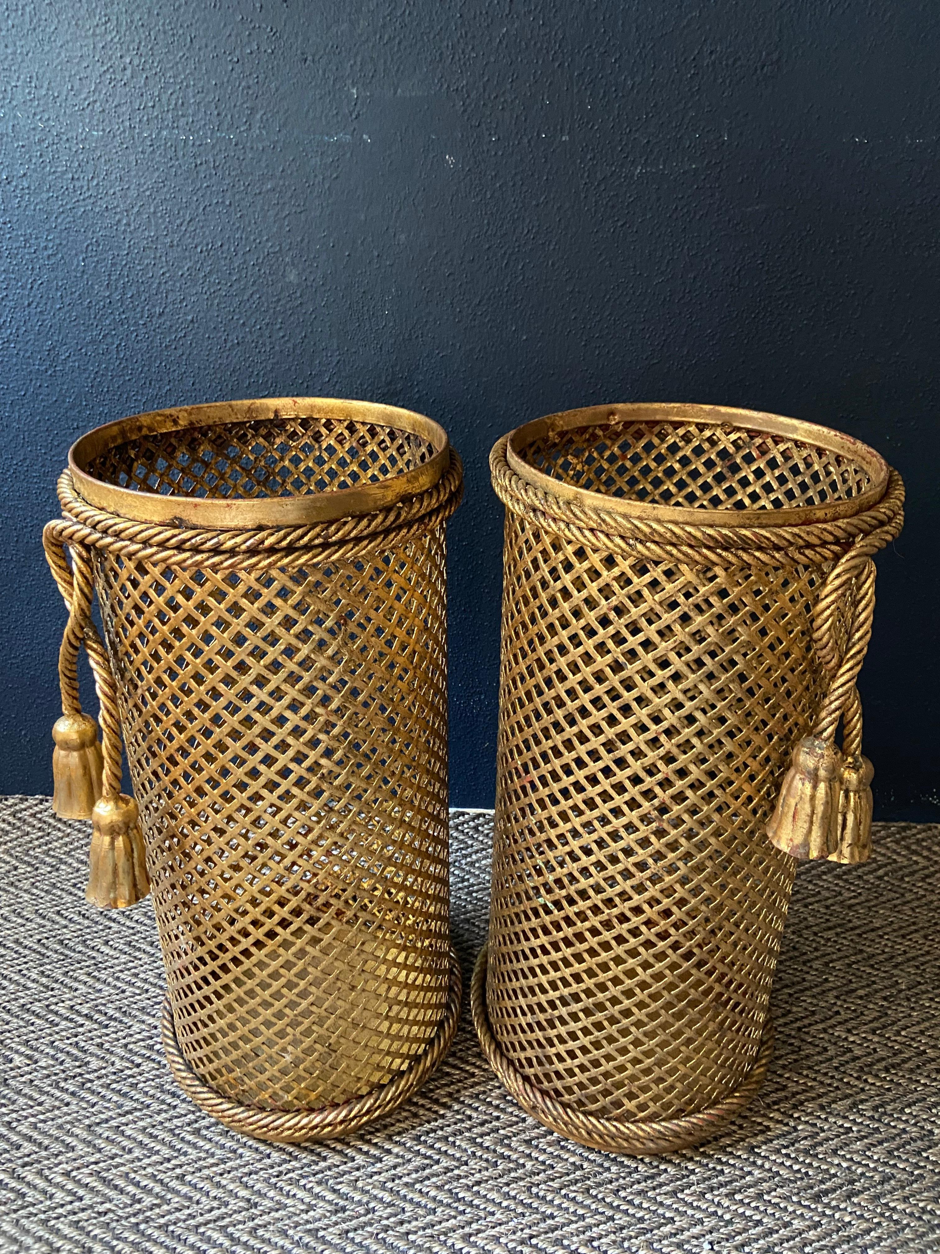 Mid-20th Century Pair of Umbrella Stands by Li Puma, Firenze, Italy, 1950's Hollywood Regency