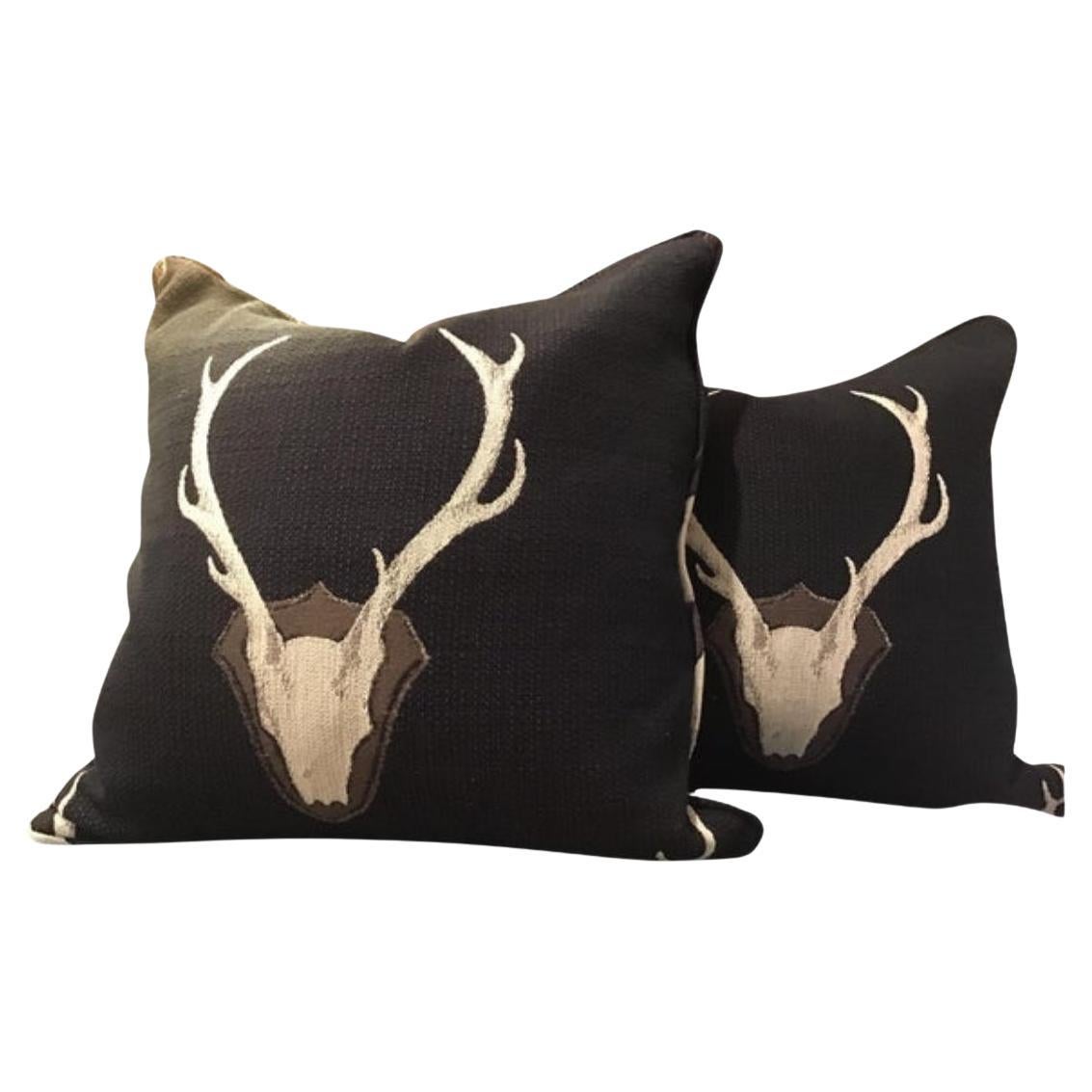 Pareja de cojines de cornamenta "Tío Buck" gris marengo con insertos