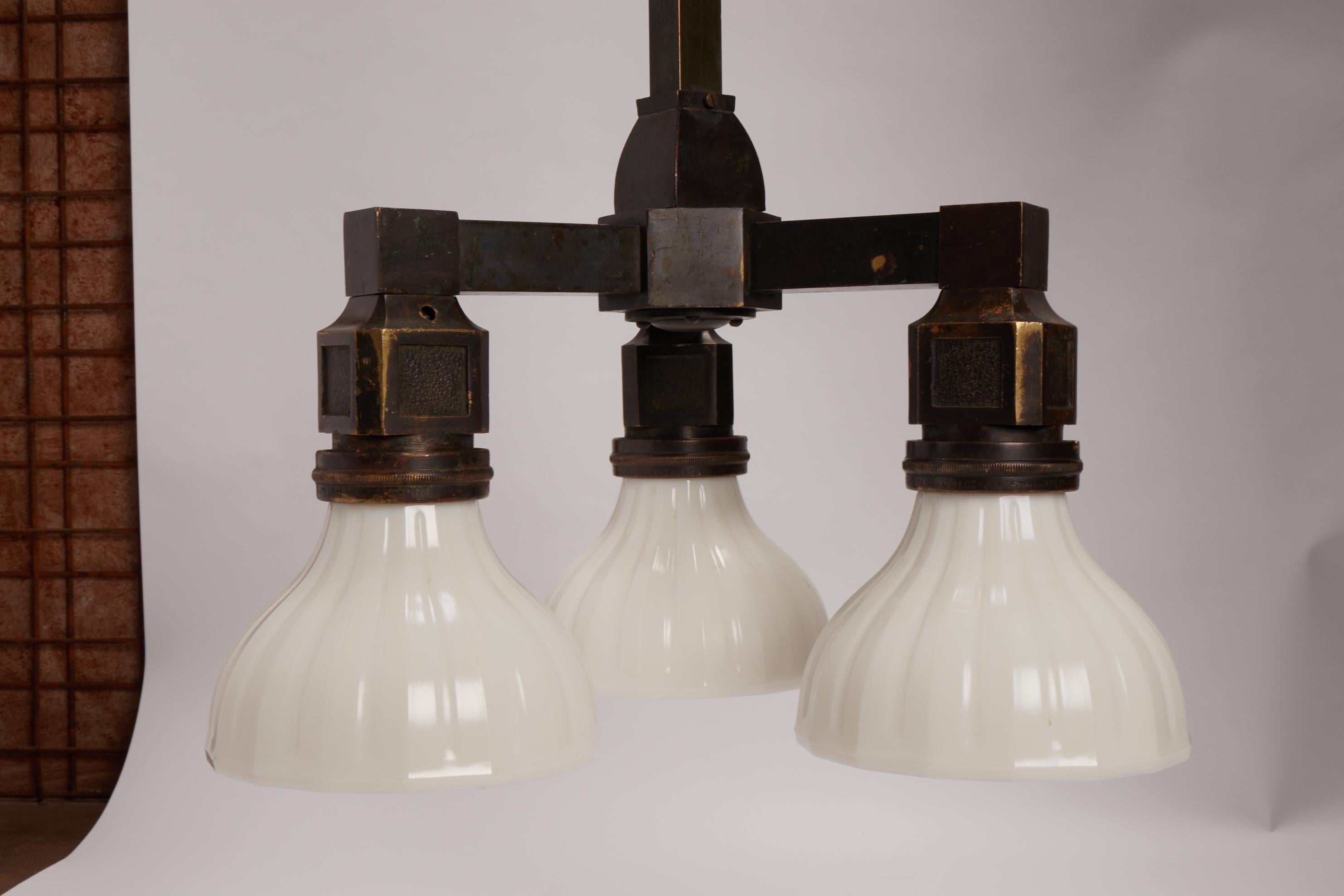 American Pair of Underground Furnishing Swinging Lamps, USA, 1910 For Sale