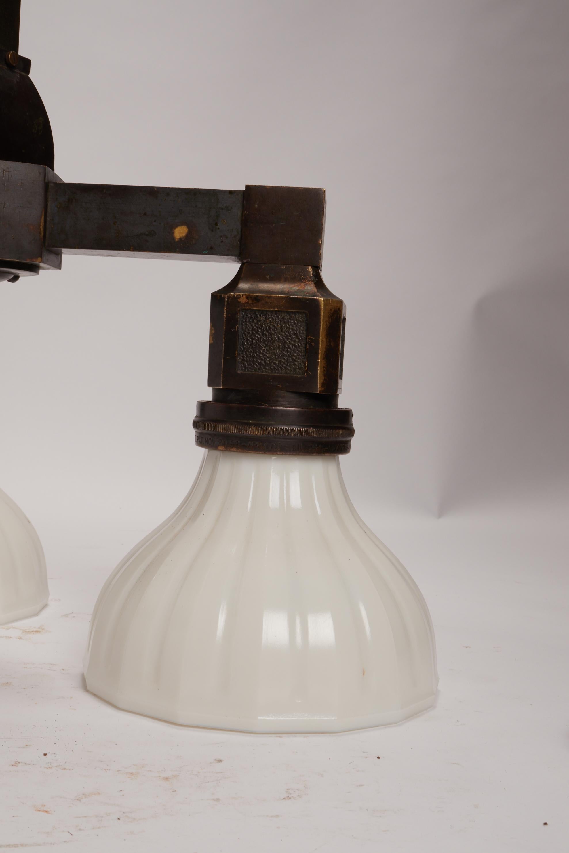 Pair of Underground Furnishing Swinging Lamps, USA, 1910 In Excellent Condition For Sale In Milan, IT
