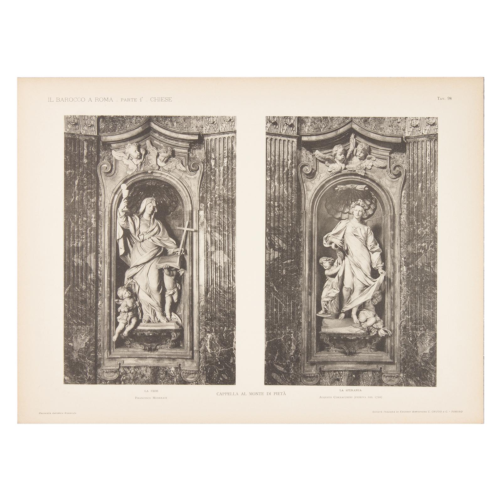 Baroque Pair of Unframed Architectural Prints, Italy, Early 1900s