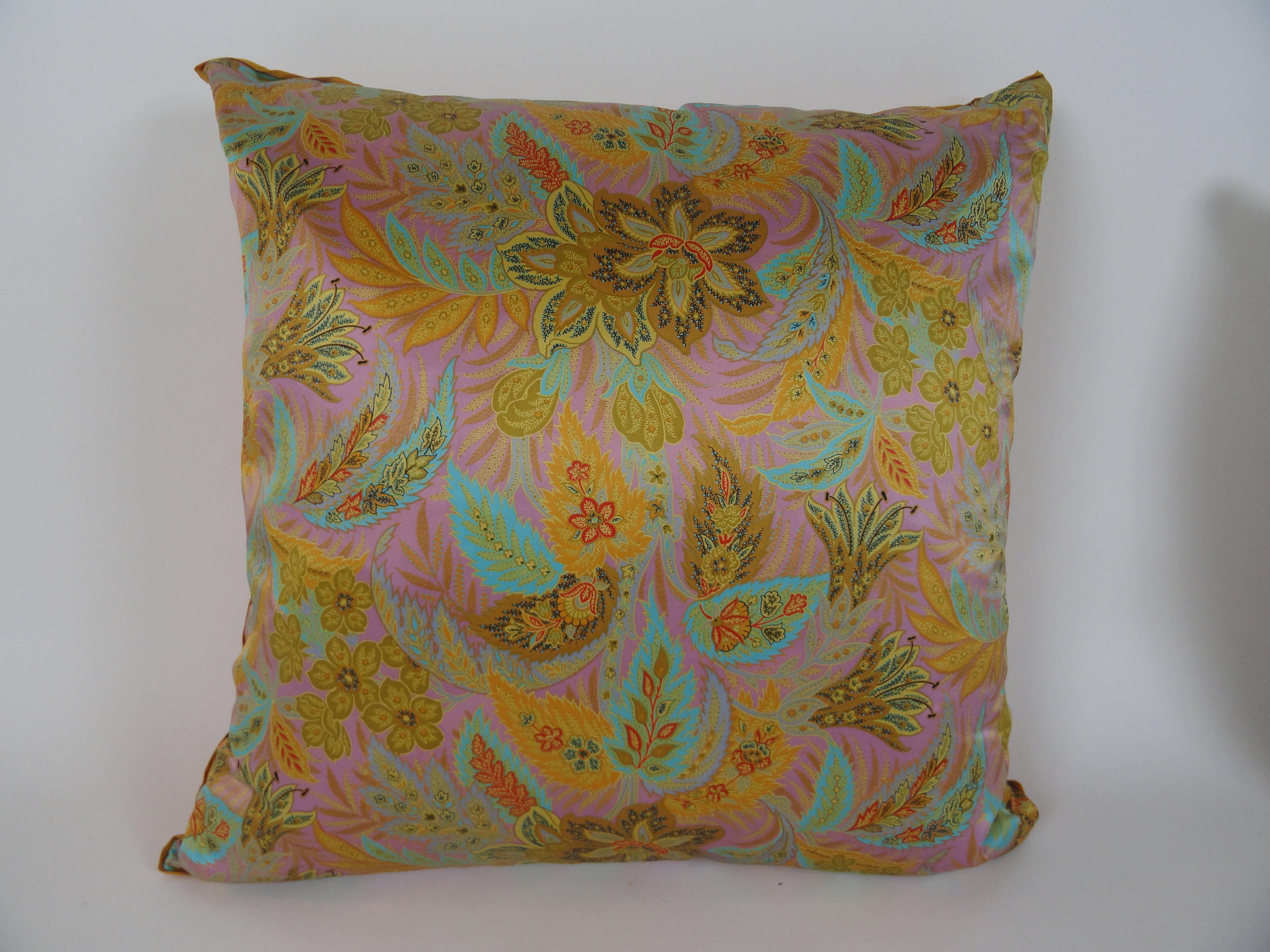French Pair of Ungaro Couture Silk Pillows For Sale