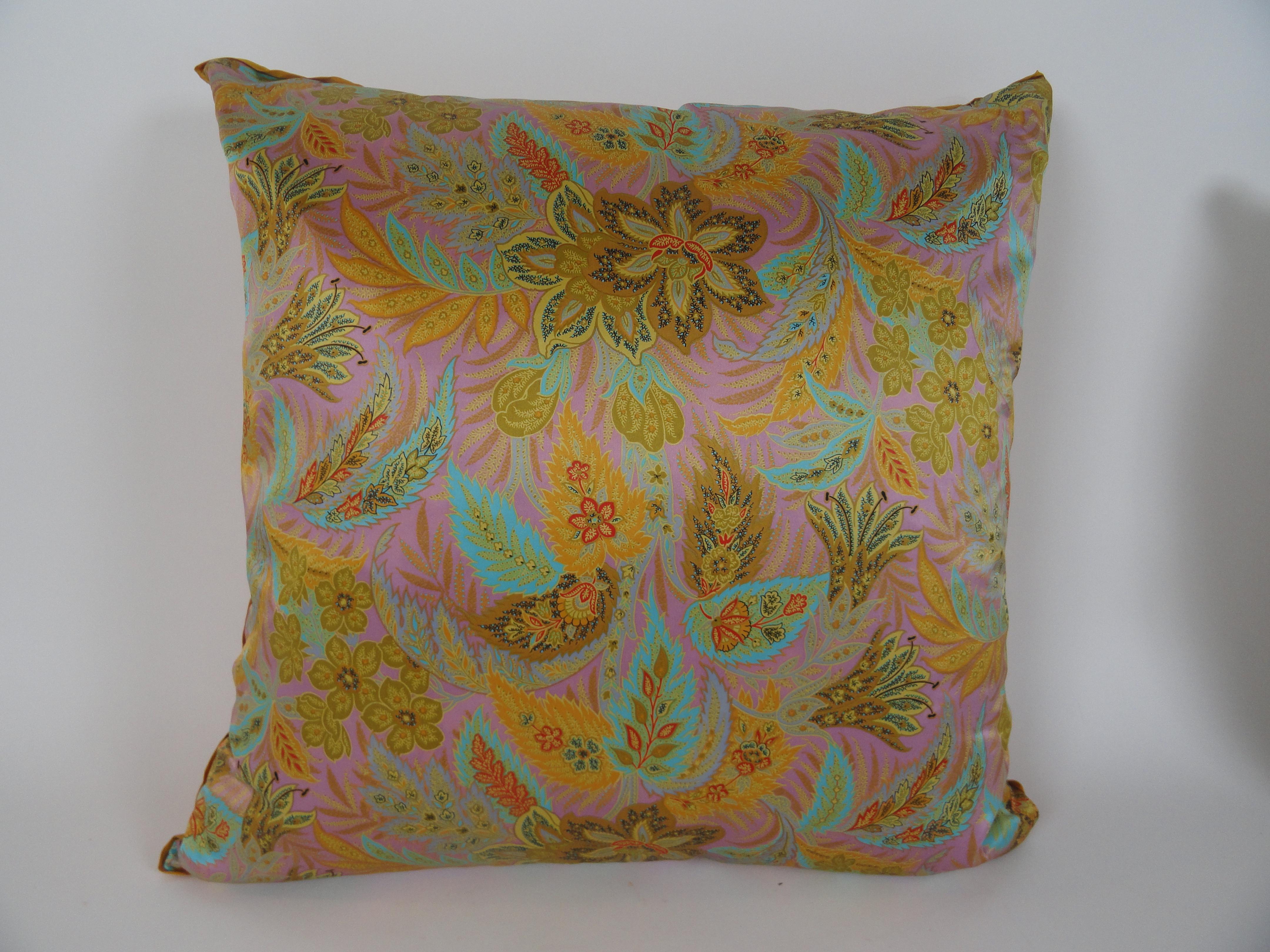 American Pair of Ungaro Couture Silk Pillows For Sale