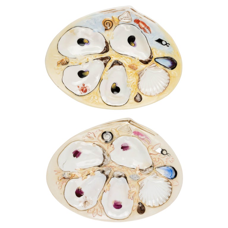 Pair of Union Porcelain Oyster Plates For Sale at 1stDibs