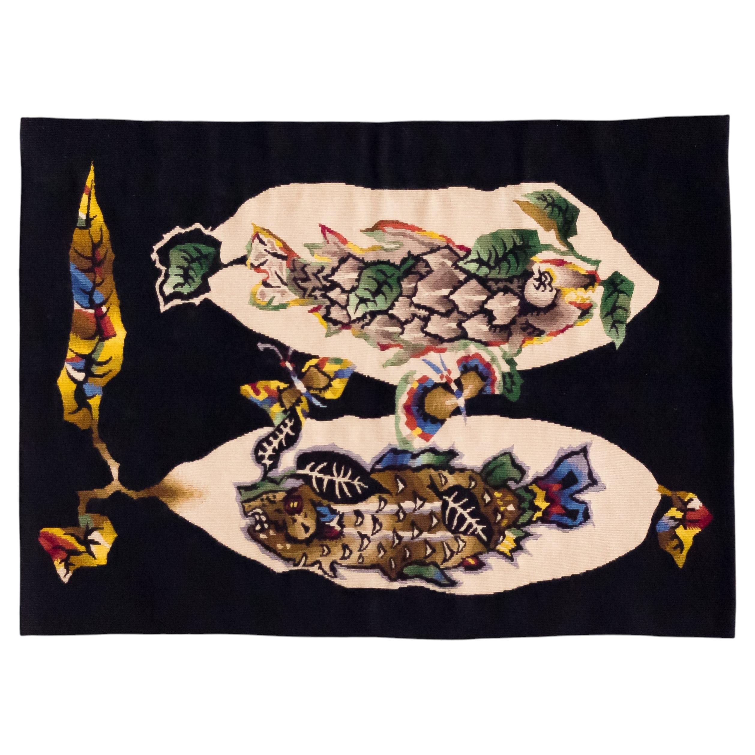 Paar einzigartige Aubusson-Wandteppiche von Jean Lurçat, Karton Nr. 13048 und Nr. 13049 im Angebot