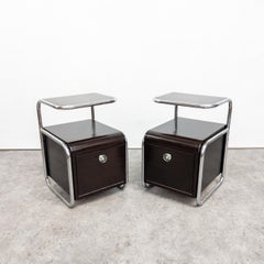 Coppia di comodini in acciaio tubolare Bauhaus unici nel loro genere Hynek Gottwald