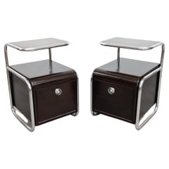 Retro Pair of unique Bauhaus tubular steel night stands Hynek Gottwald 