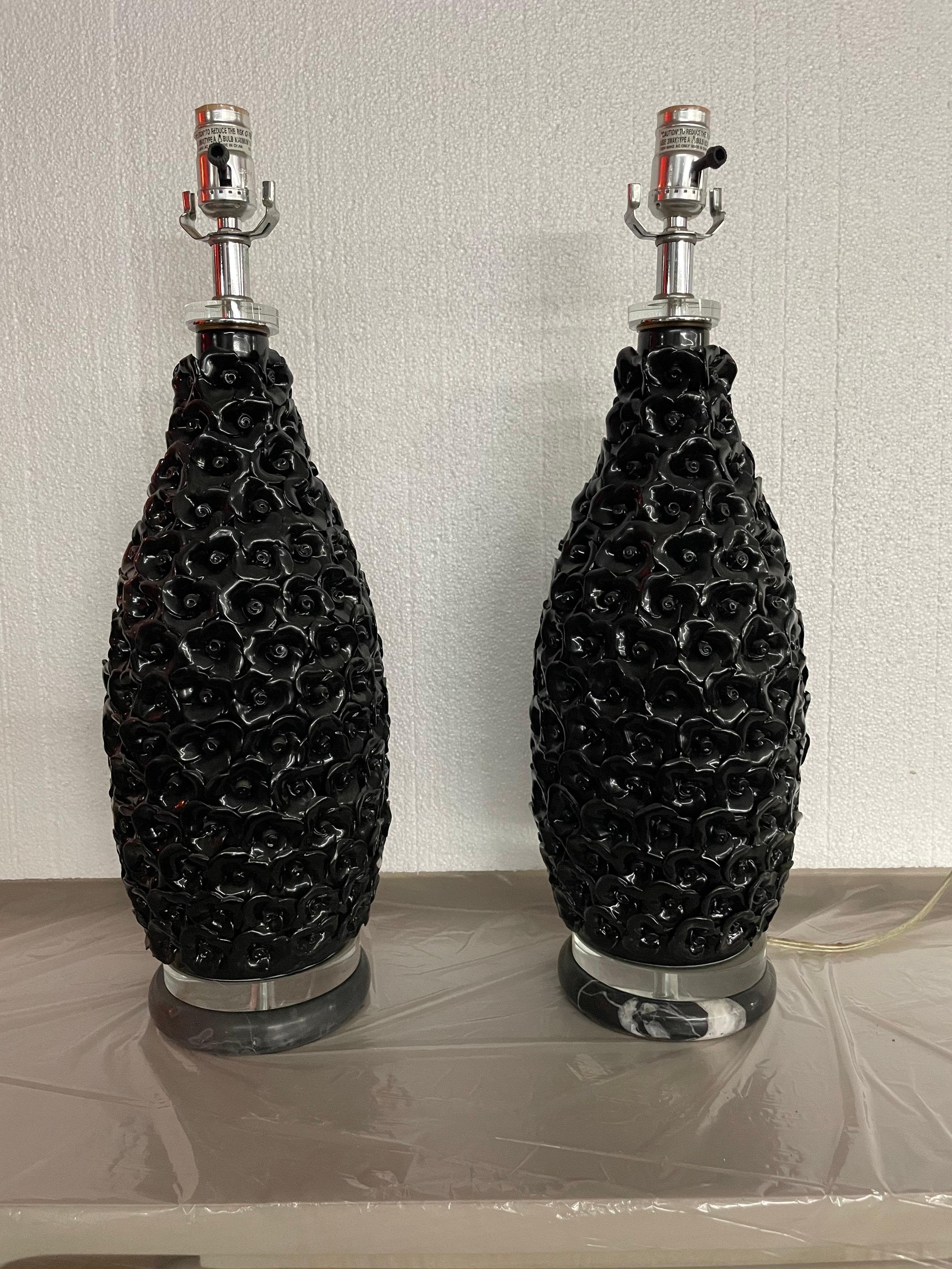 Pair of Unique Black Ebene Parisian Table Lamps For Sale 4