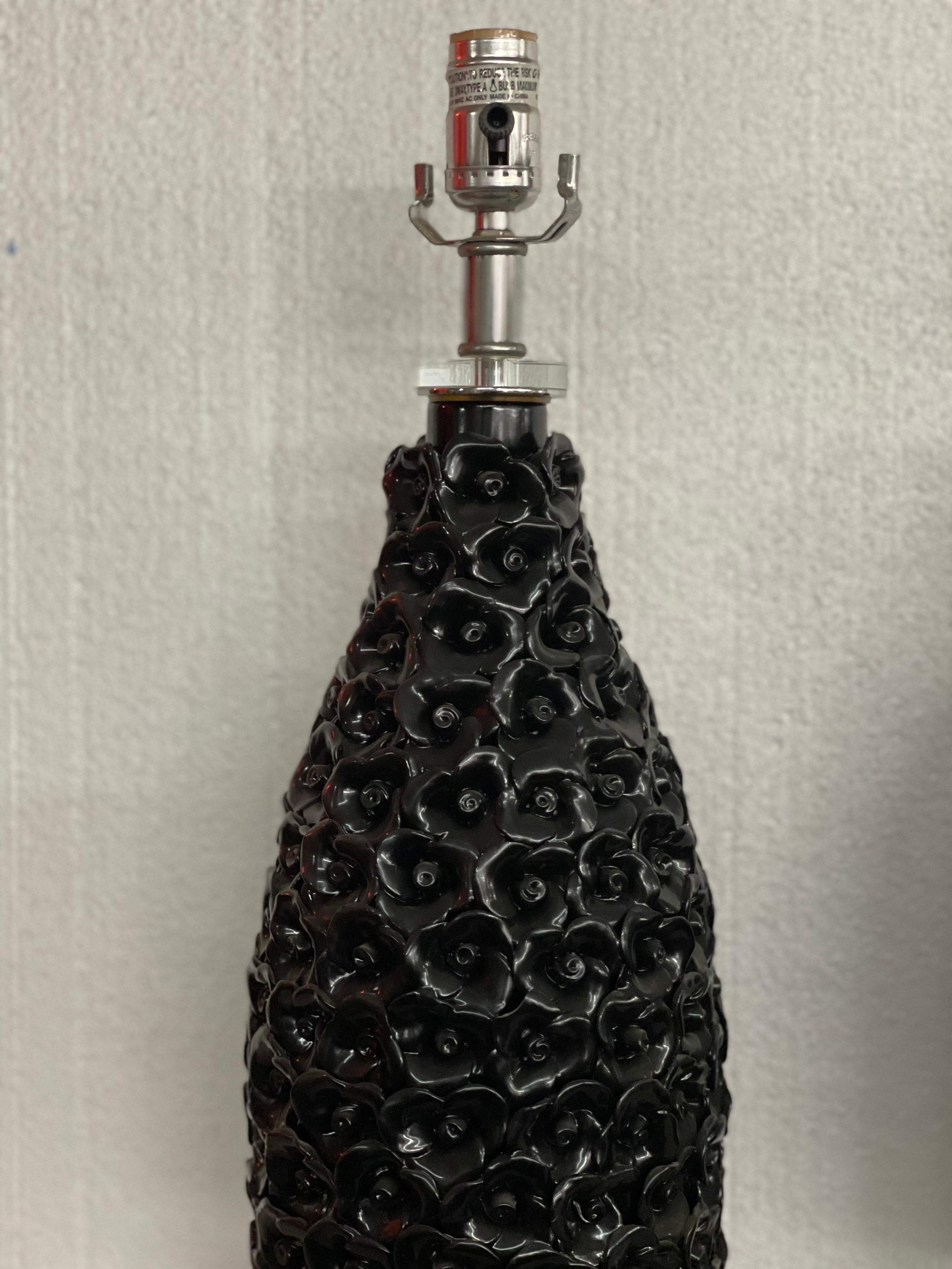 Pair of Unique Black Ebene Parisian Table Lamps In Excellent Condition For Sale In Bronx, NY