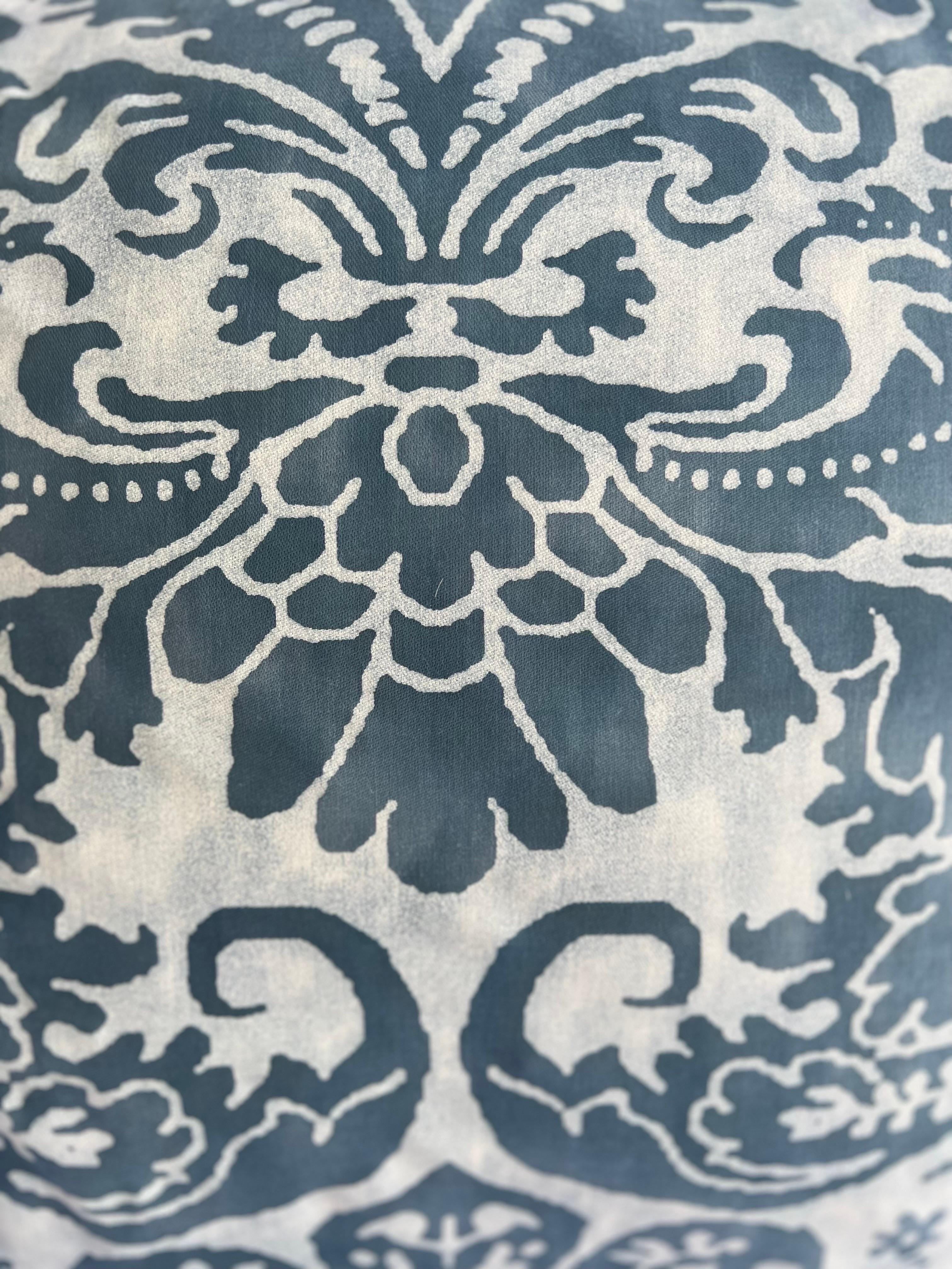 Rococo Pair of Unique Blue Caravaggio Fortuny Patterned Pillows  For Sale