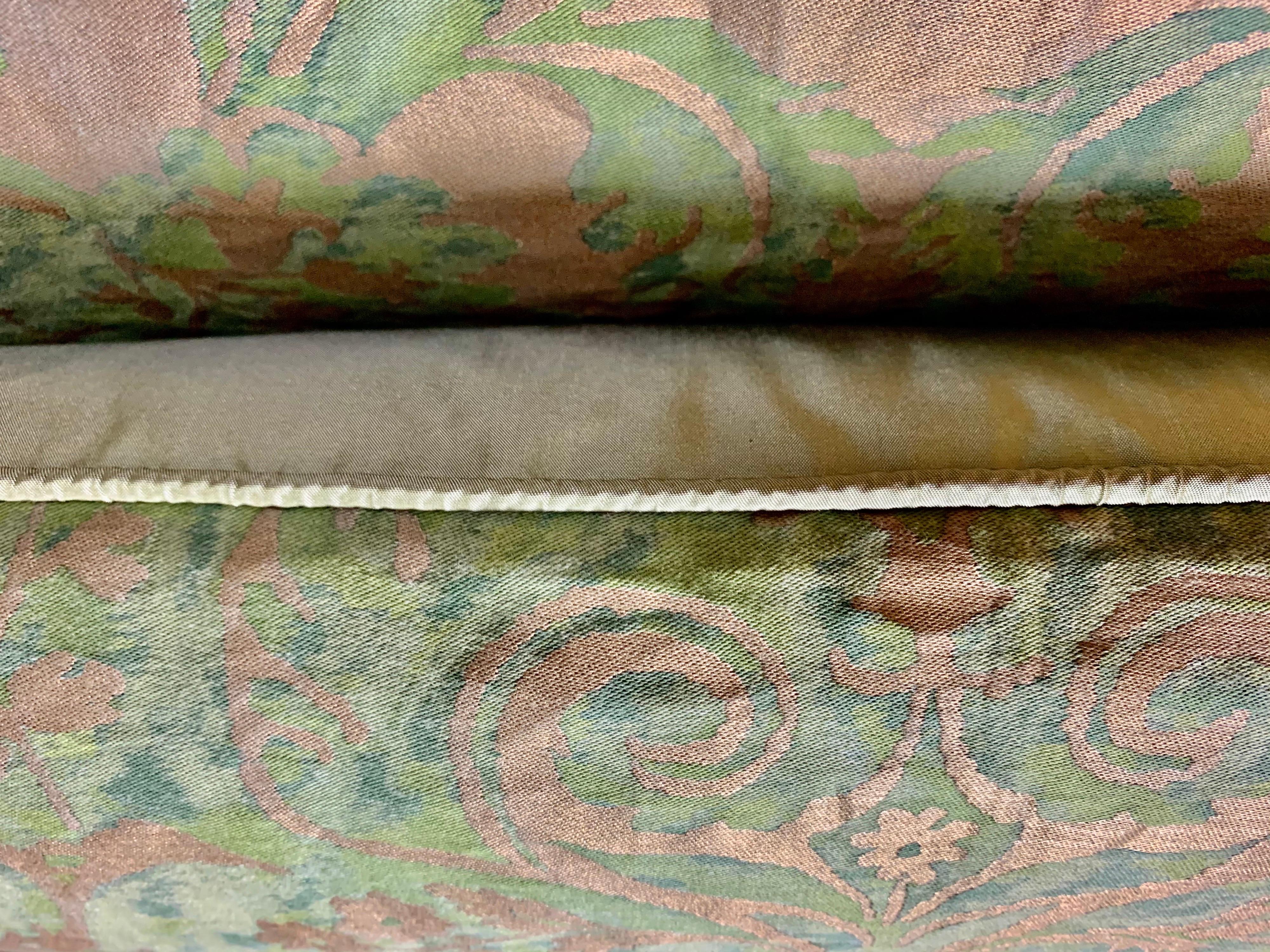 20th Century Pair of Unique Blue & Green Custom Fortuny Pillows