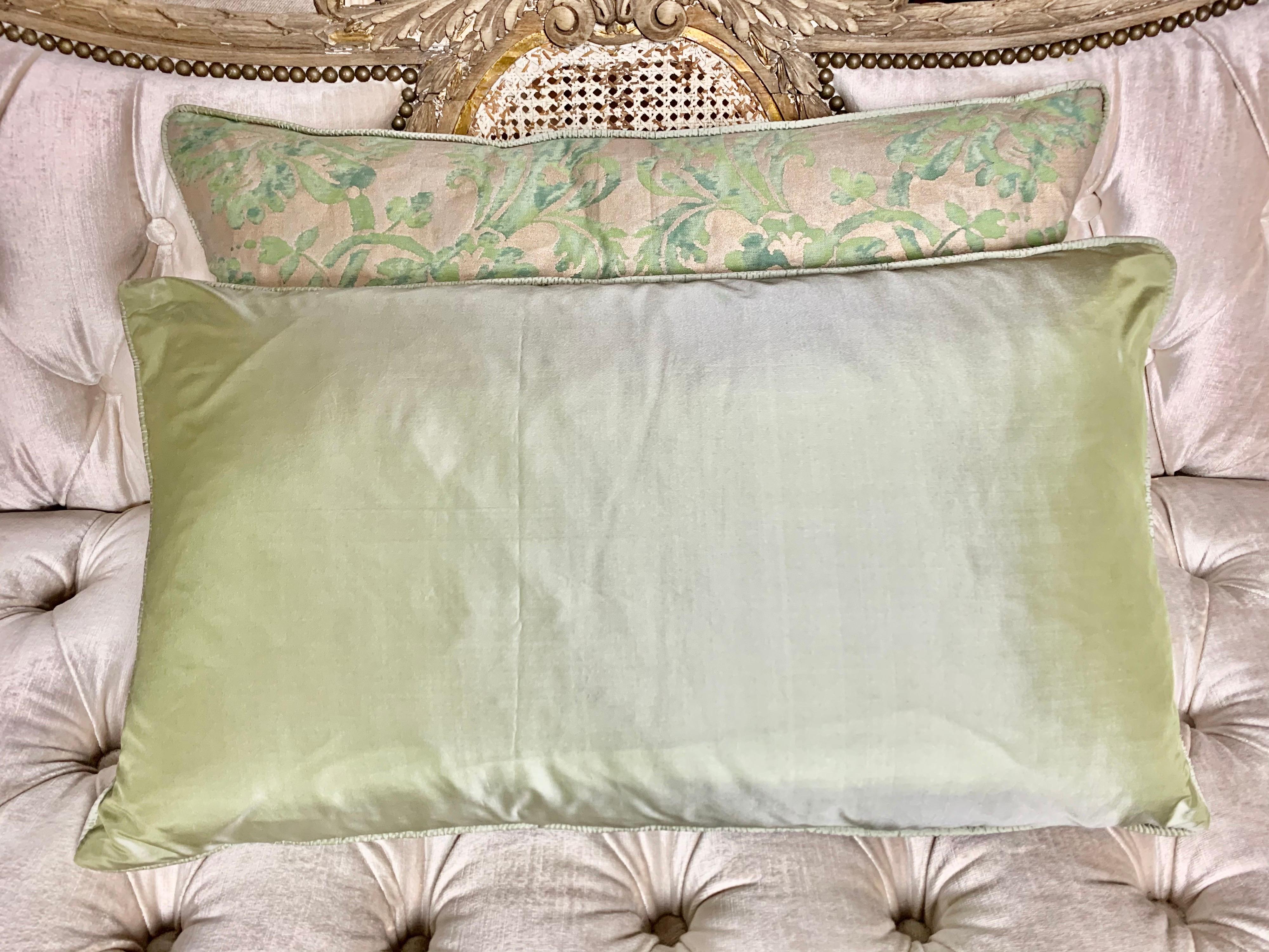 Cotton Pair of Unique Blue & Green Custom Fortuny Pillows
