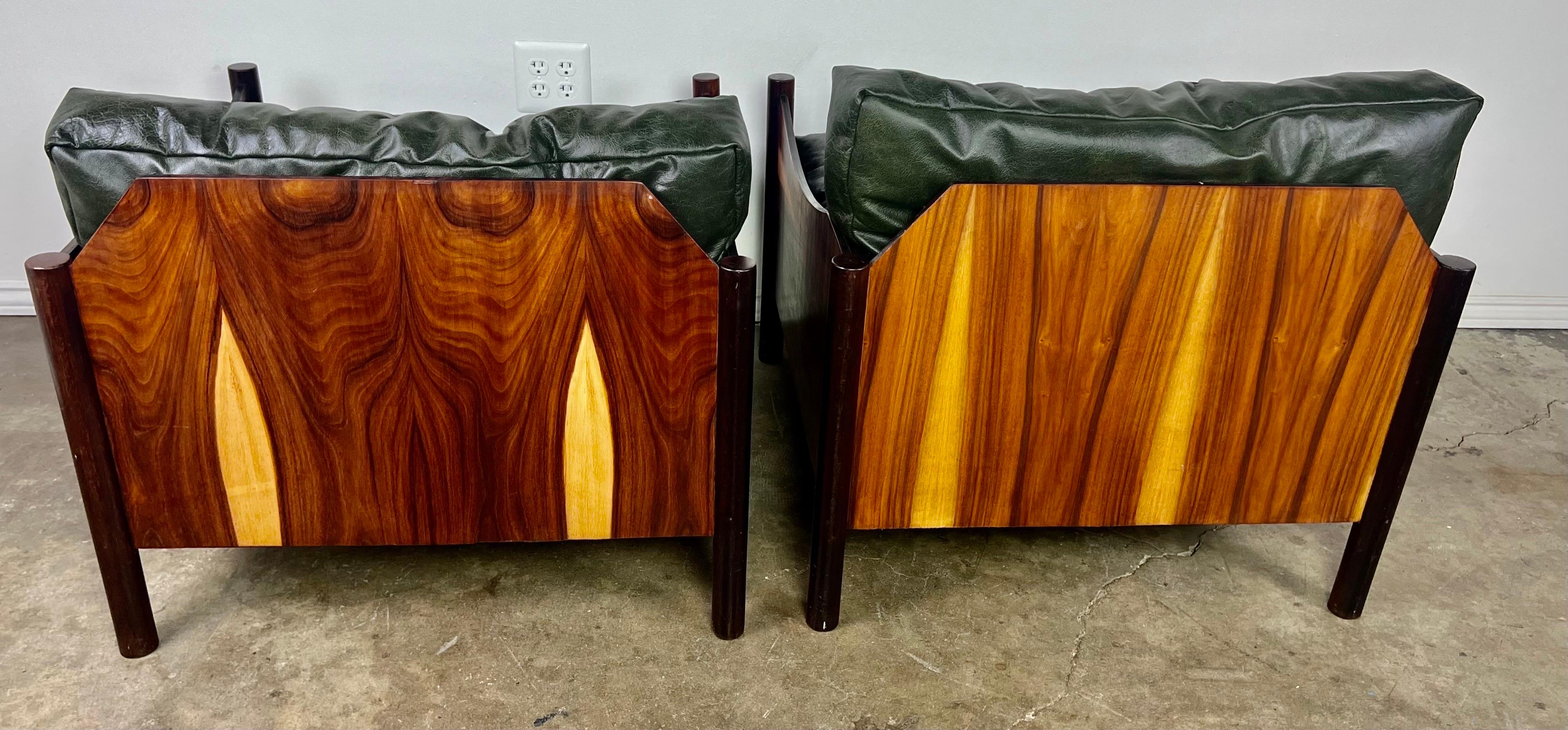 Pair of Unique Brazillian Rosewood Armchairs 1960's In Good Condition In Los Angeles, CA