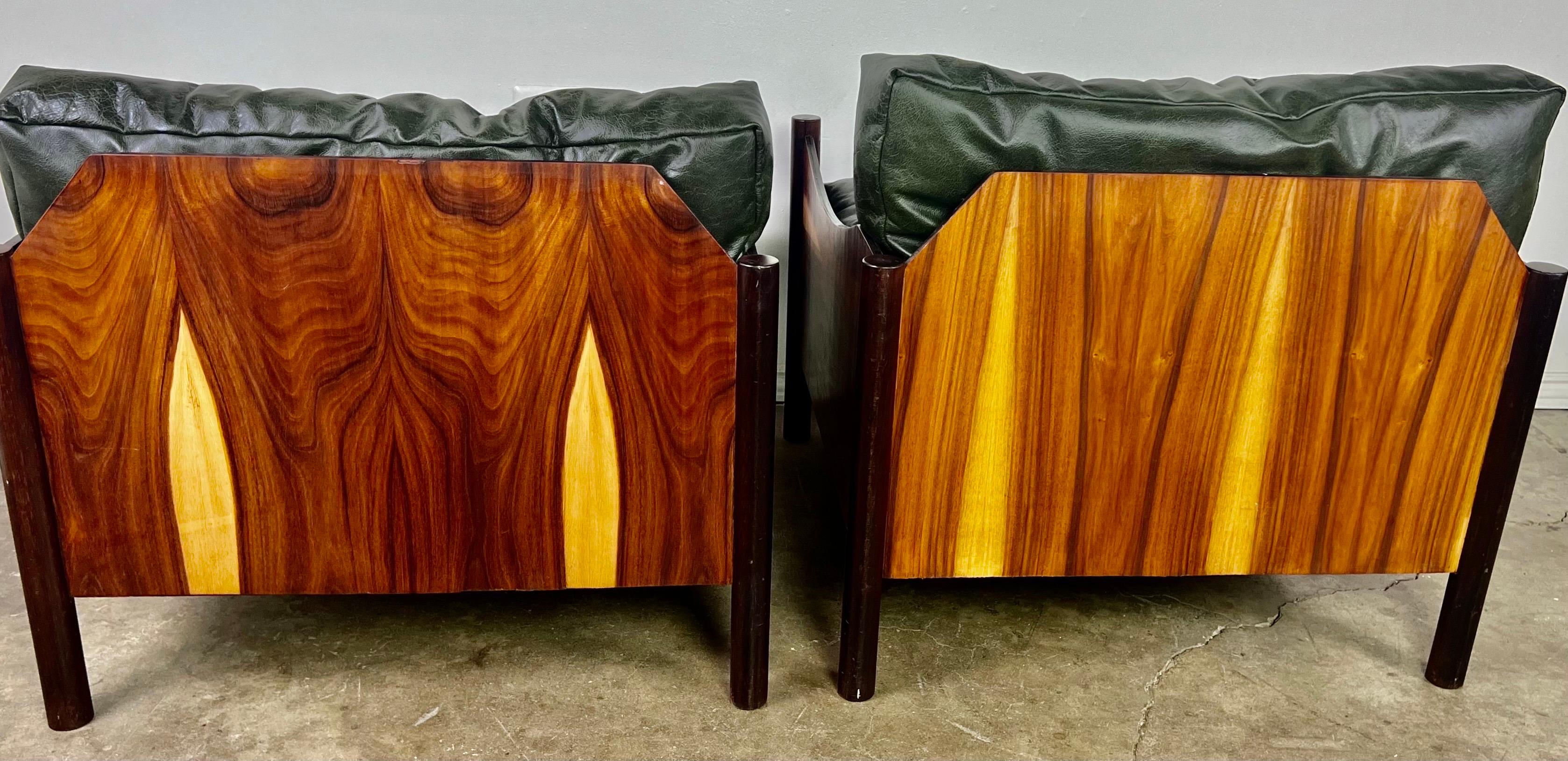 Mid-20th Century Pair of Unique Brazillian Rosewood Armchairs 1960's
