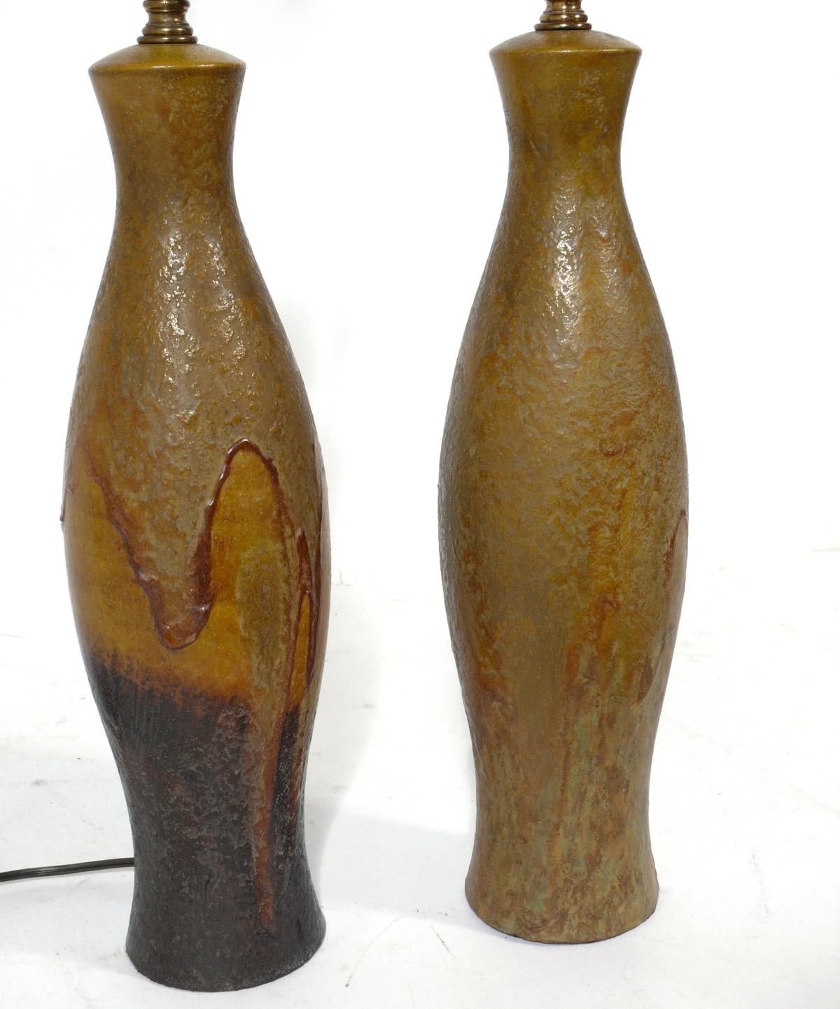 Pair of Unique Ceramic Lamps by Marcello Fantoni  In Good Condition In Atlanta, GA