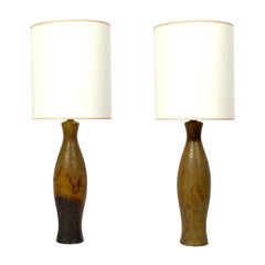 Pair of Unique Ceramic Lamps by Marcello Fantoni 