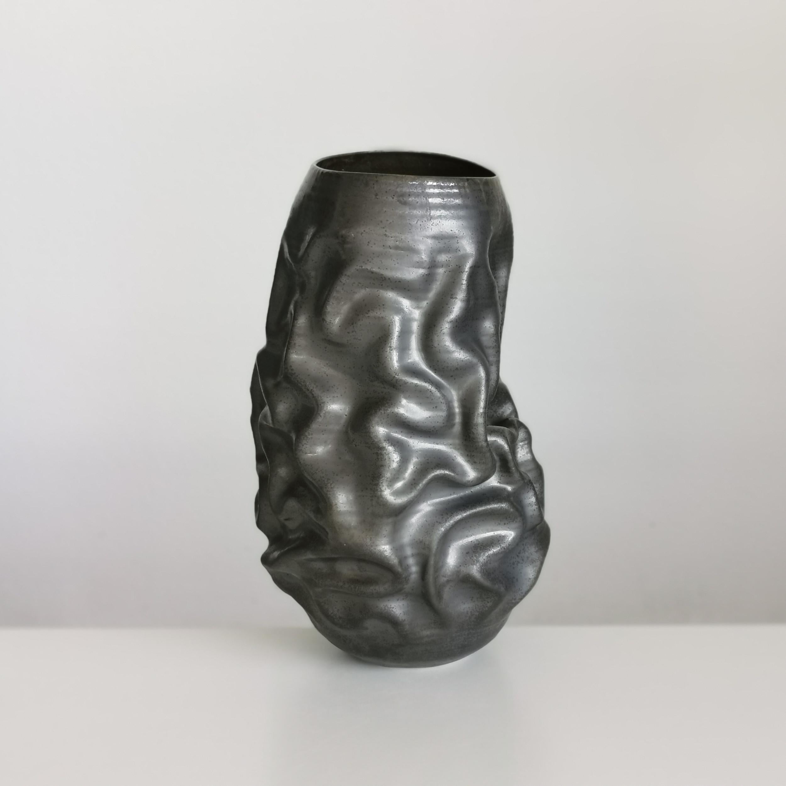 Contemporary Pair of Unique Ceramic Sculptures Vessels 'Water Landscapes' Objet d'Art For Sale