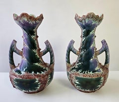 Pair of Unique Ceramic Vases Fat Lava Style with Art Nouveau/Art Deco Influence