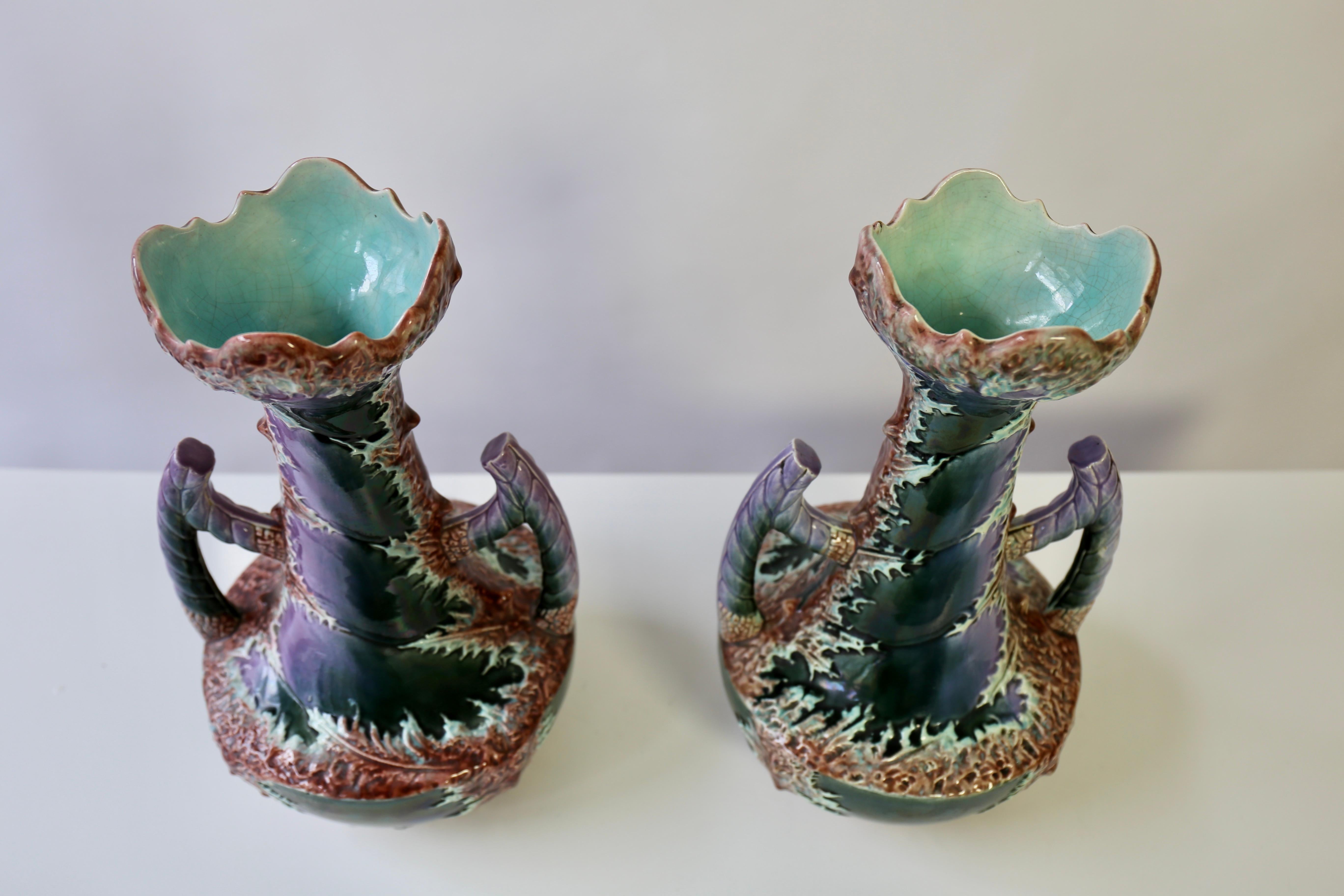 Pair of Unique Ceramic Vases Fat Lava Style with Art Nouveau/Art Deco Influence In Good Condition For Sale In Antwerp, BE