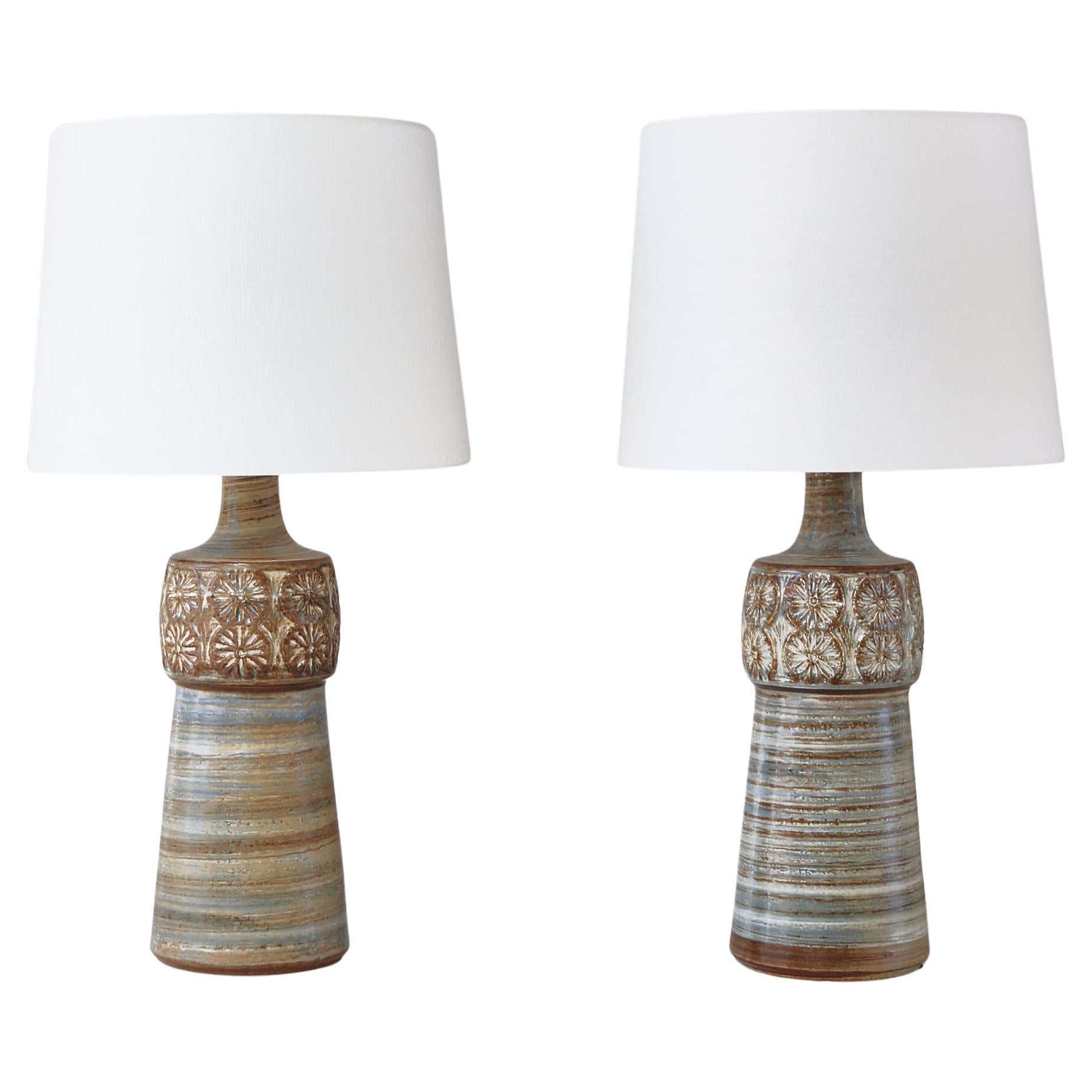 Pair of Unique Danish Modern Stoneware Table Lamps by Søholm, Denmark, 1960s For Sale