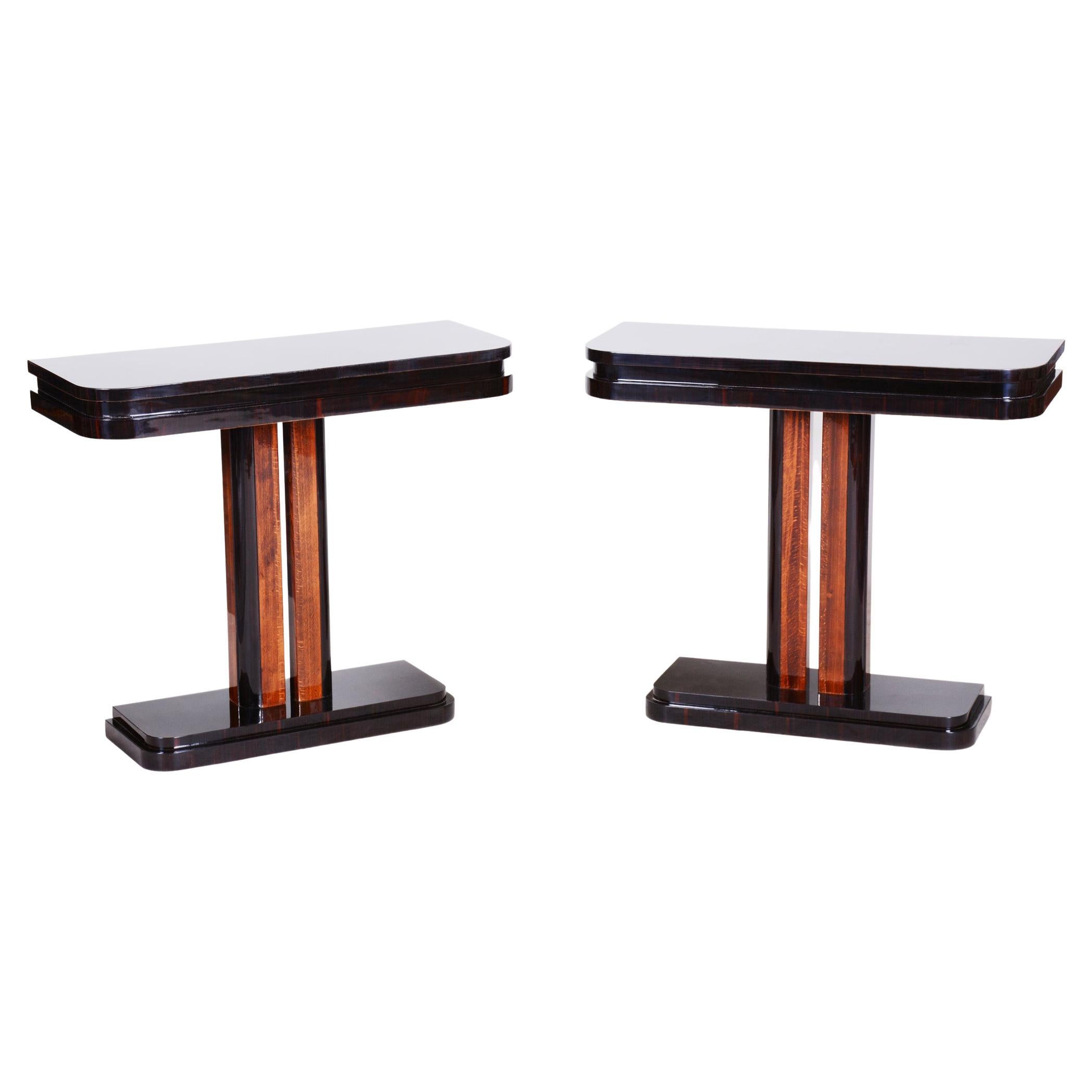 Pair of Unique French Artdeco Bed-Side Tables, High Gloss, Makasar, 1920s For Sale