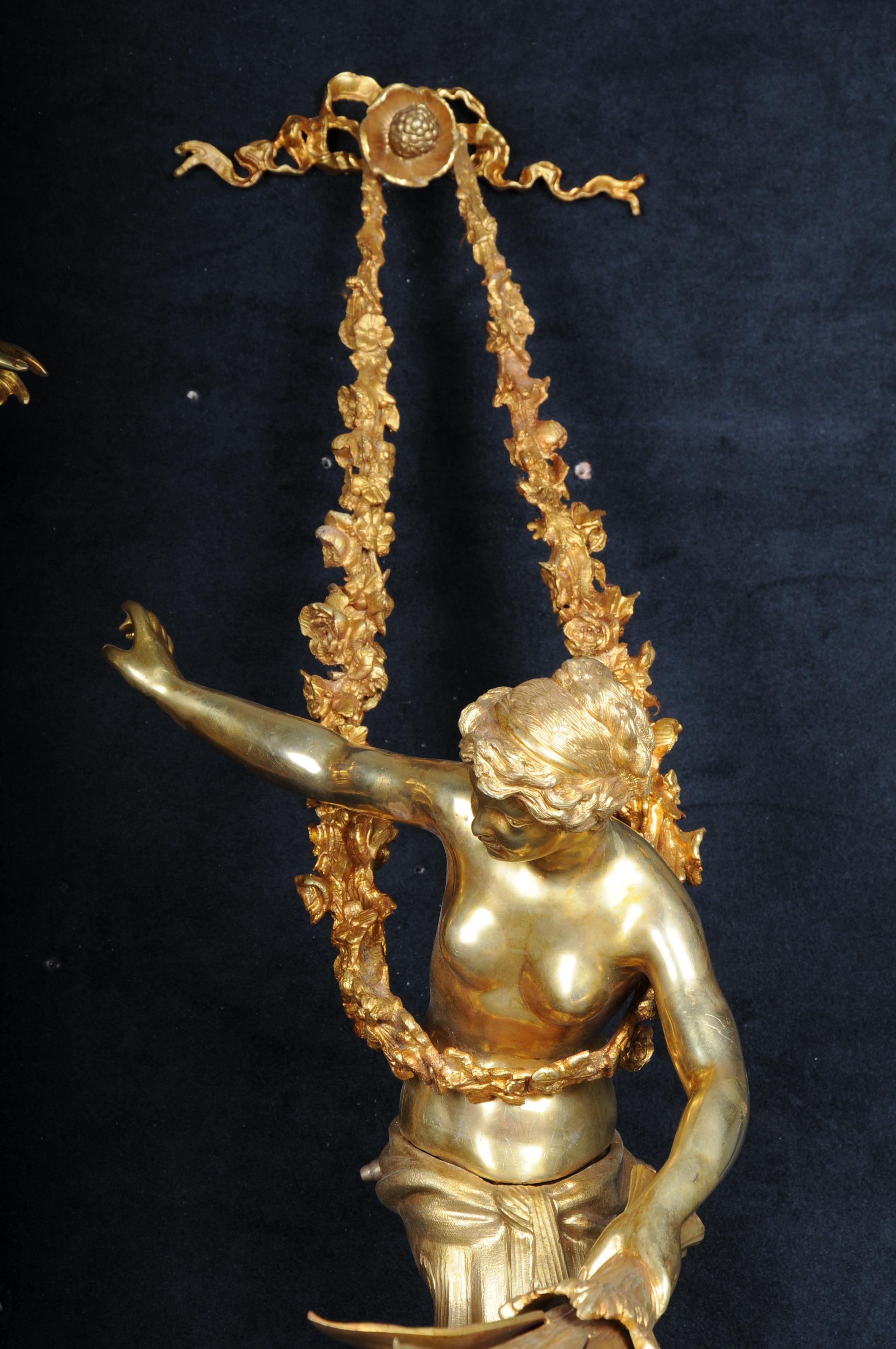 Pair of Unique French Sconces, Gilt Bronze, Paris, 20th Century For Sale 2
