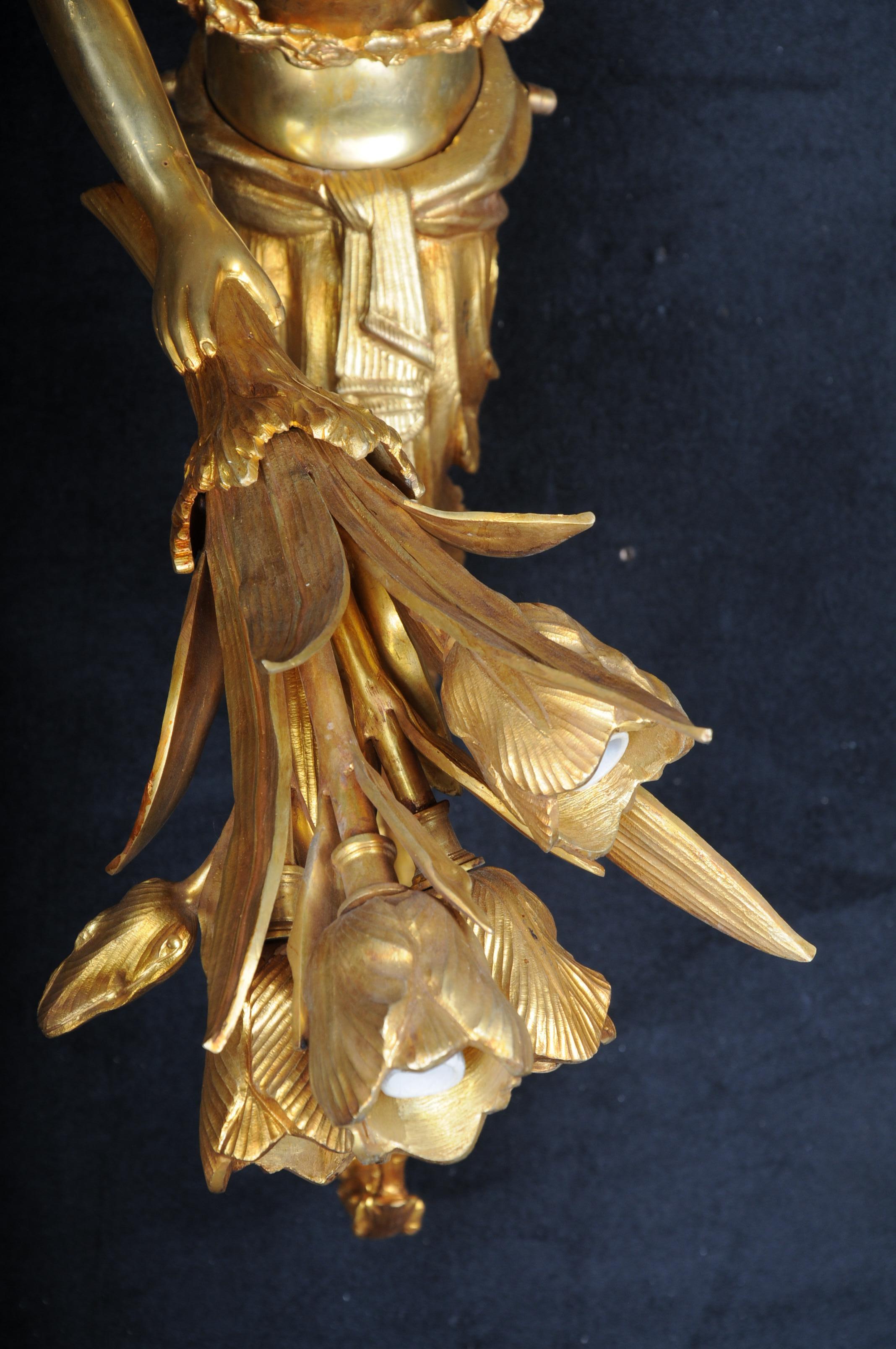 Pair of Unique French Sconces, Gilt Bronze, Paris, 20th Century For Sale 4