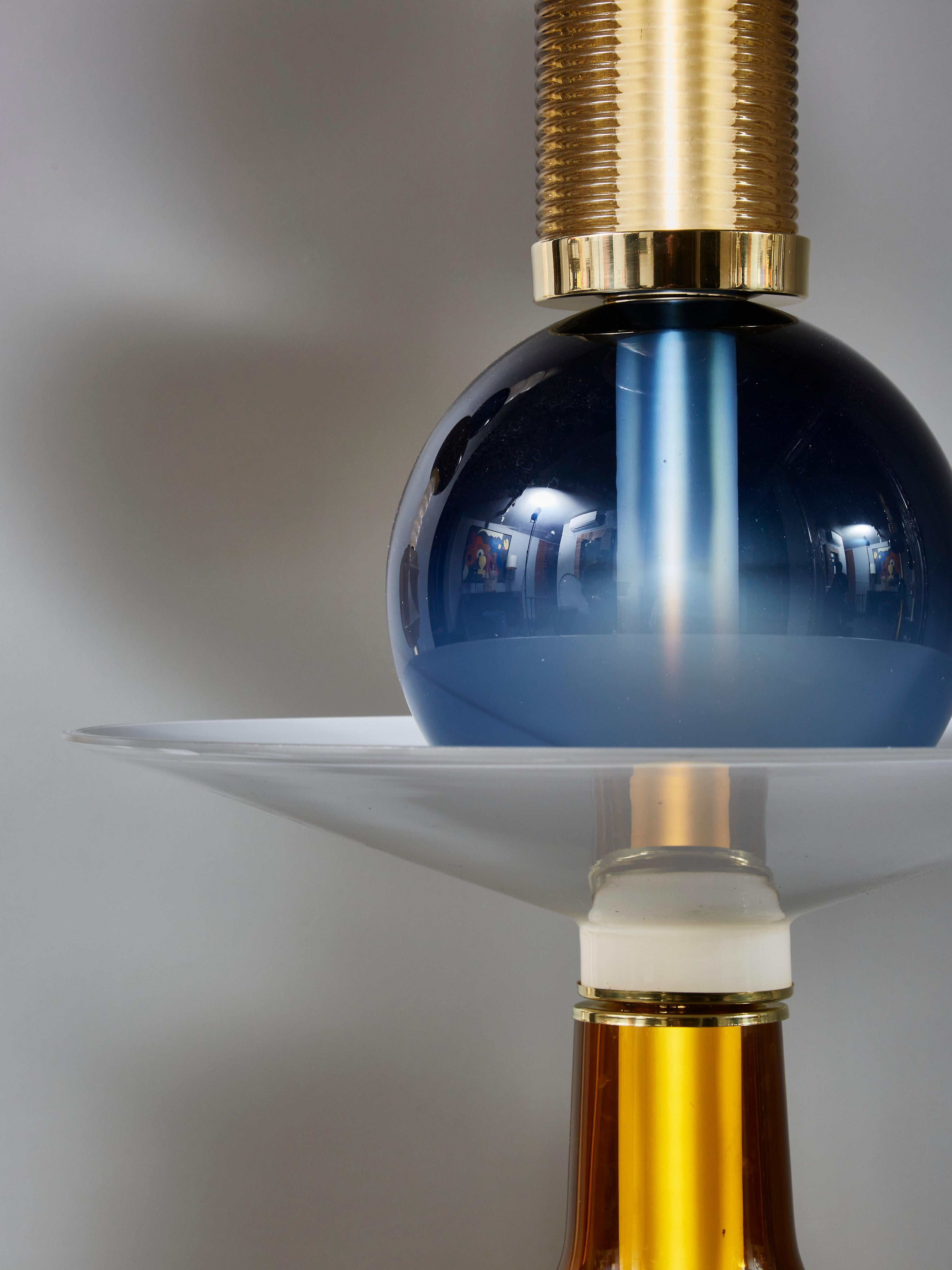 Pair of Unique Glass Totem Floor Lamps by Glustin Luminaires In New Condition In Saint-Ouen, IDF
