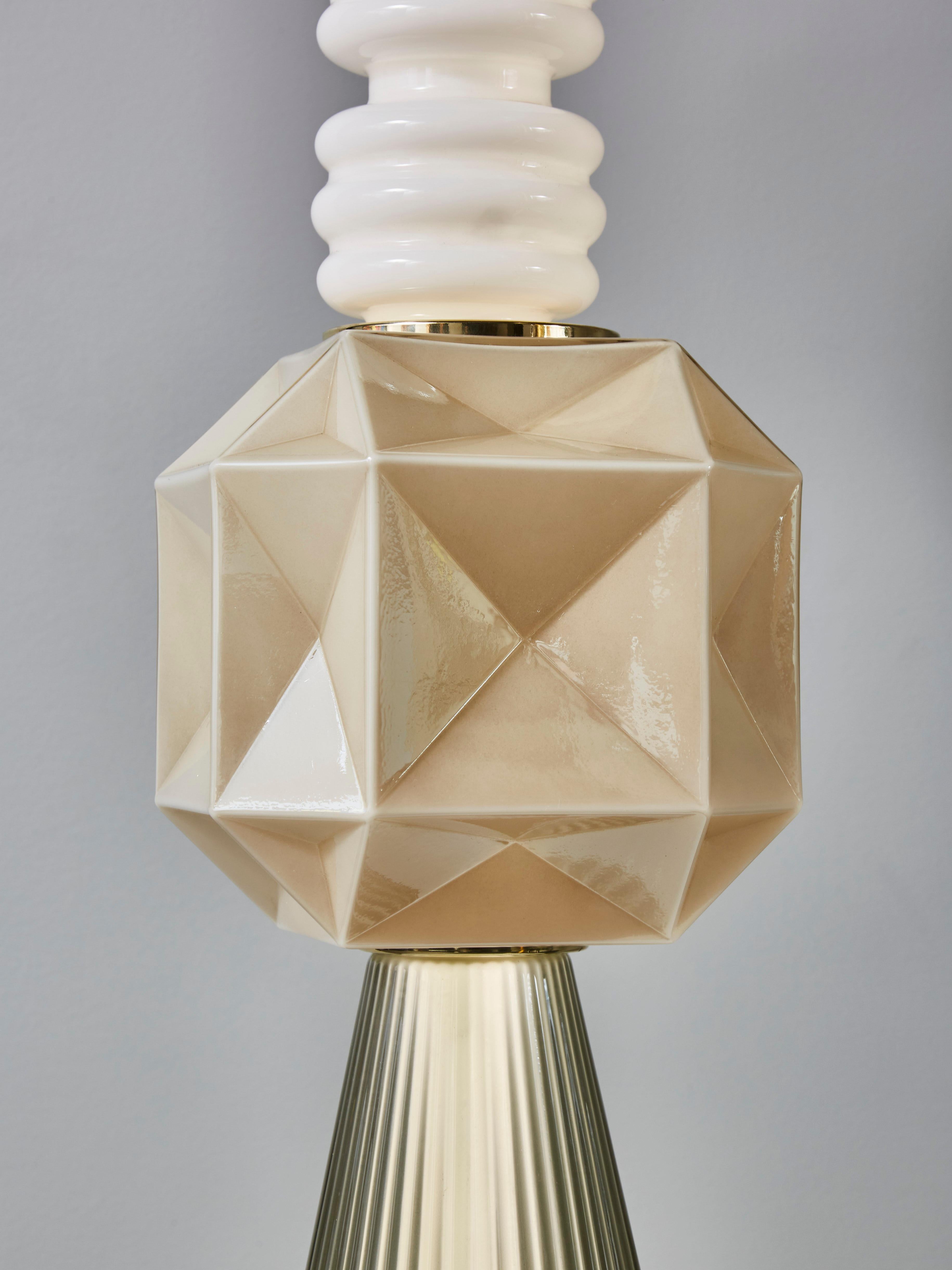 Contemporary Pair of Unique Glass Totem Floor Lamps by Glustin Luminaires