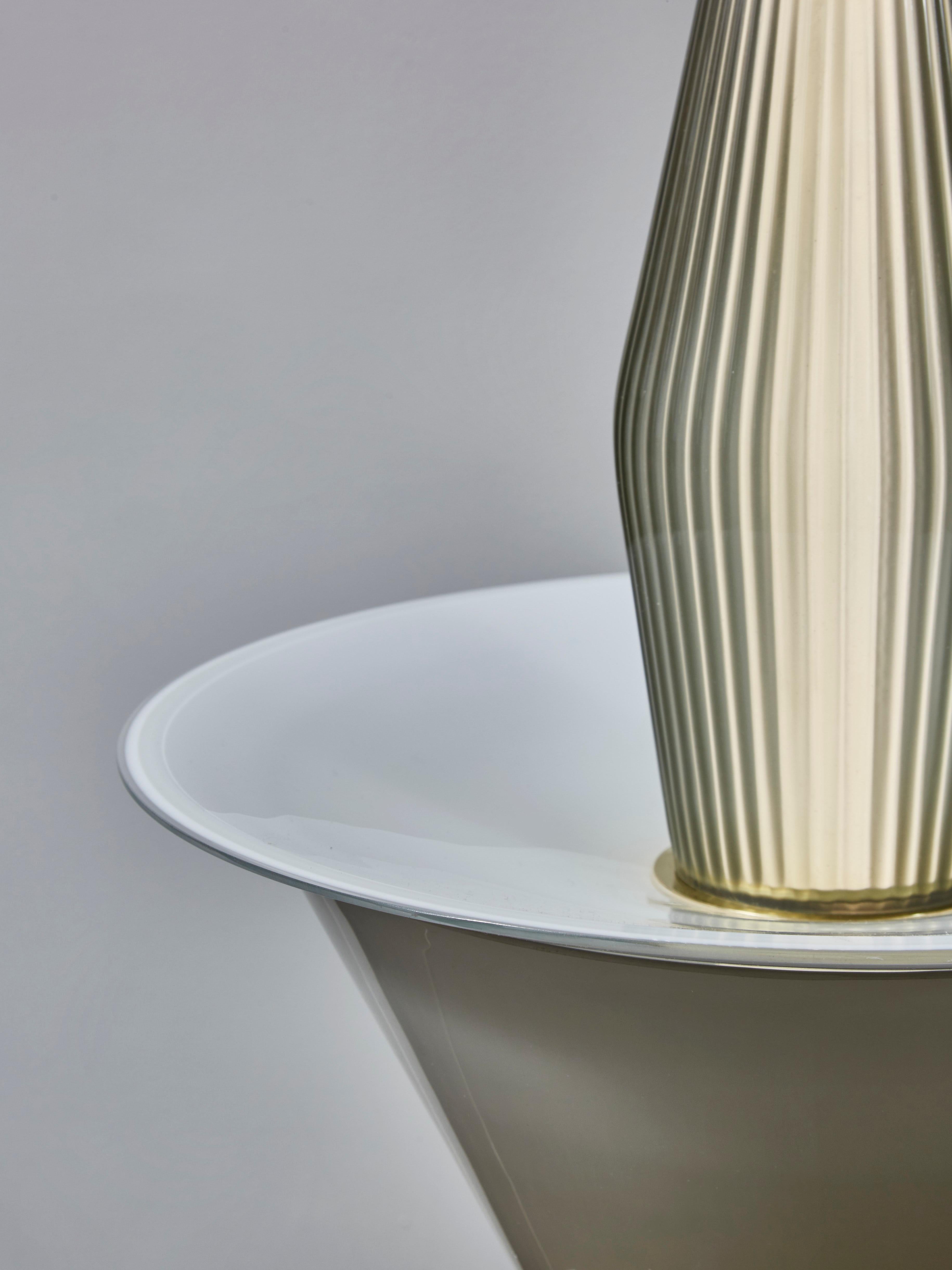 Brass Pair of Unique Glass Totem Floor Lamps by Glustin Luminaires