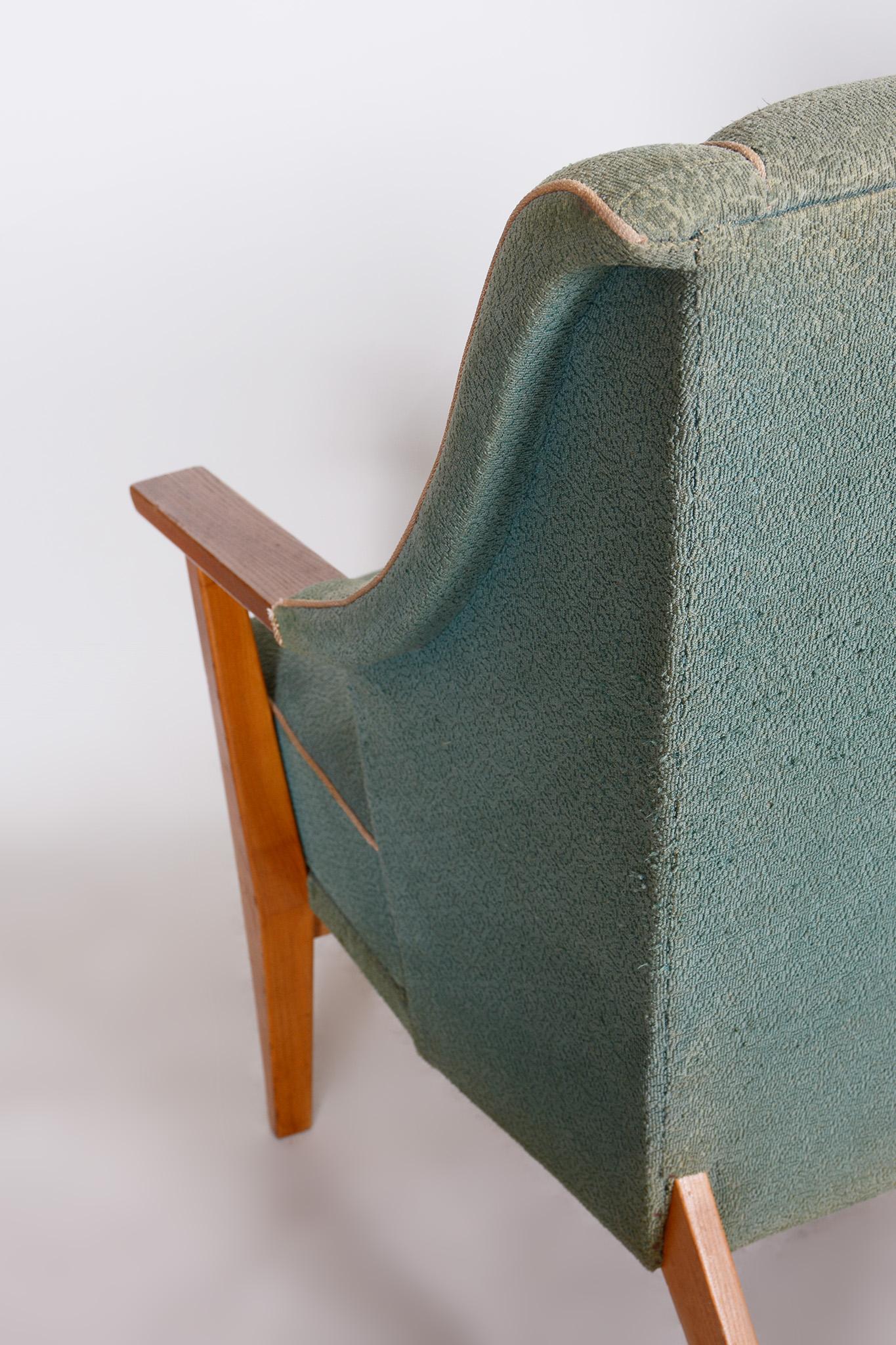 Pair of Unique Green Beech ArtDeco Armchairs Made in 1940s, Denmark For Sale 6
