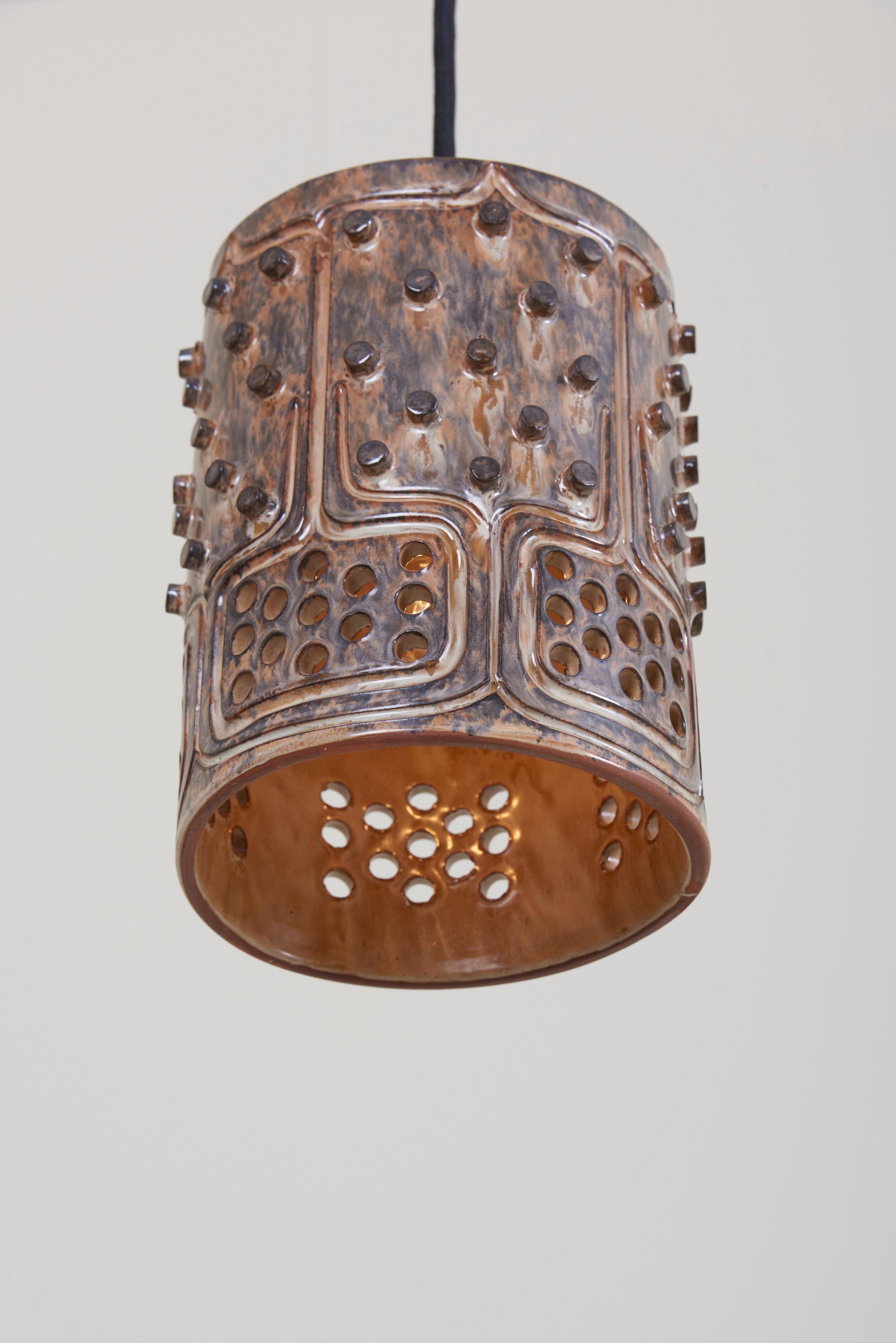 Mid-20th Century 1 of 2 Pairs of Handmade Jette Helleroe Danish Modern Pendant Lamps, 1960s
