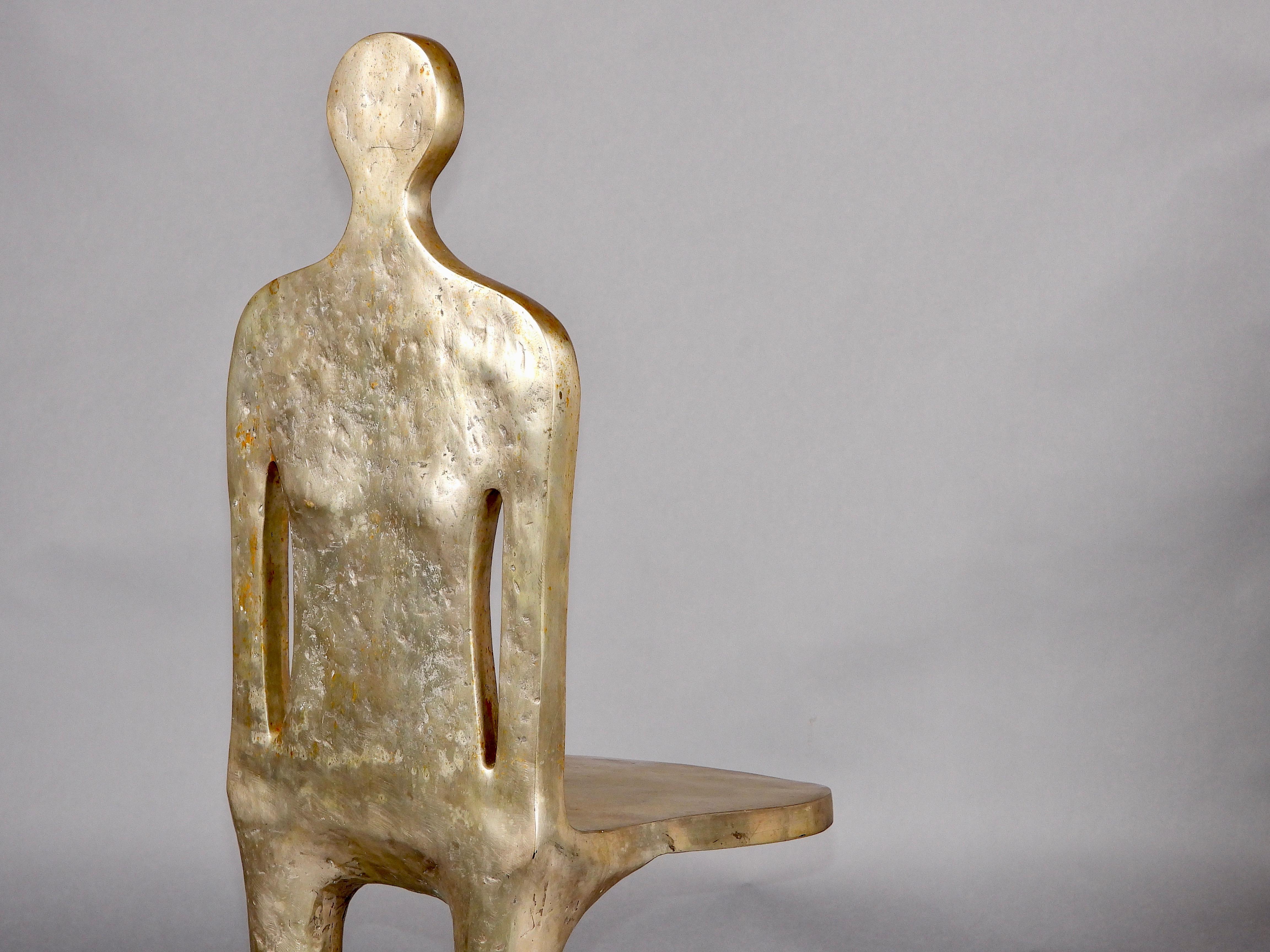 paire de chaises uniques en bronze argenté représentant un homme et une femme Bon état - En vente à grand Lancy, CH