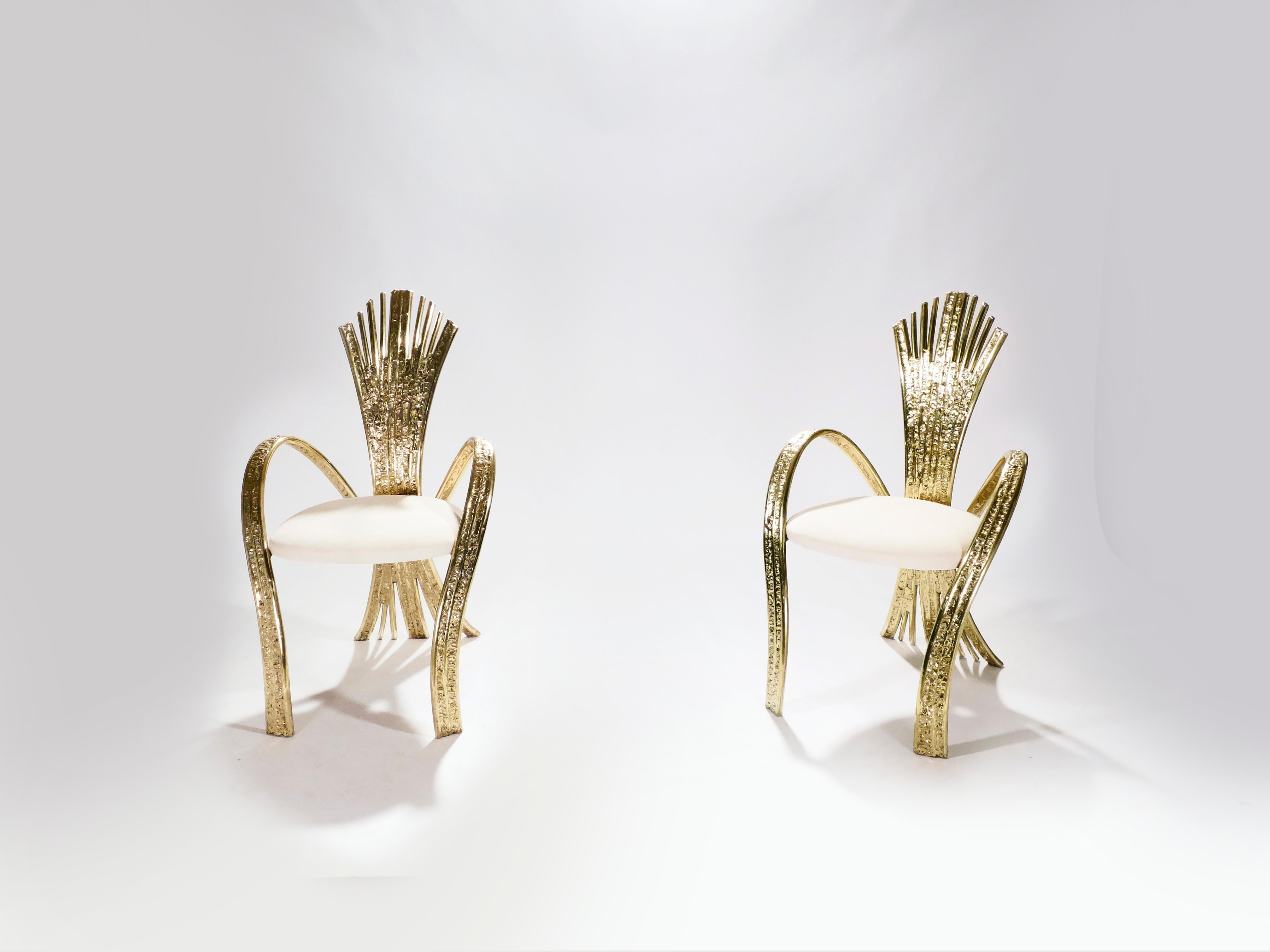 Here’s a standout pair of chairs signed by the French designer, though some might prefer to call him a sculptor foremost, Jacques Duval-Brasseur. Duval-Brasseur is known for his pieces that seem to carry a life-force within them, and these chairs