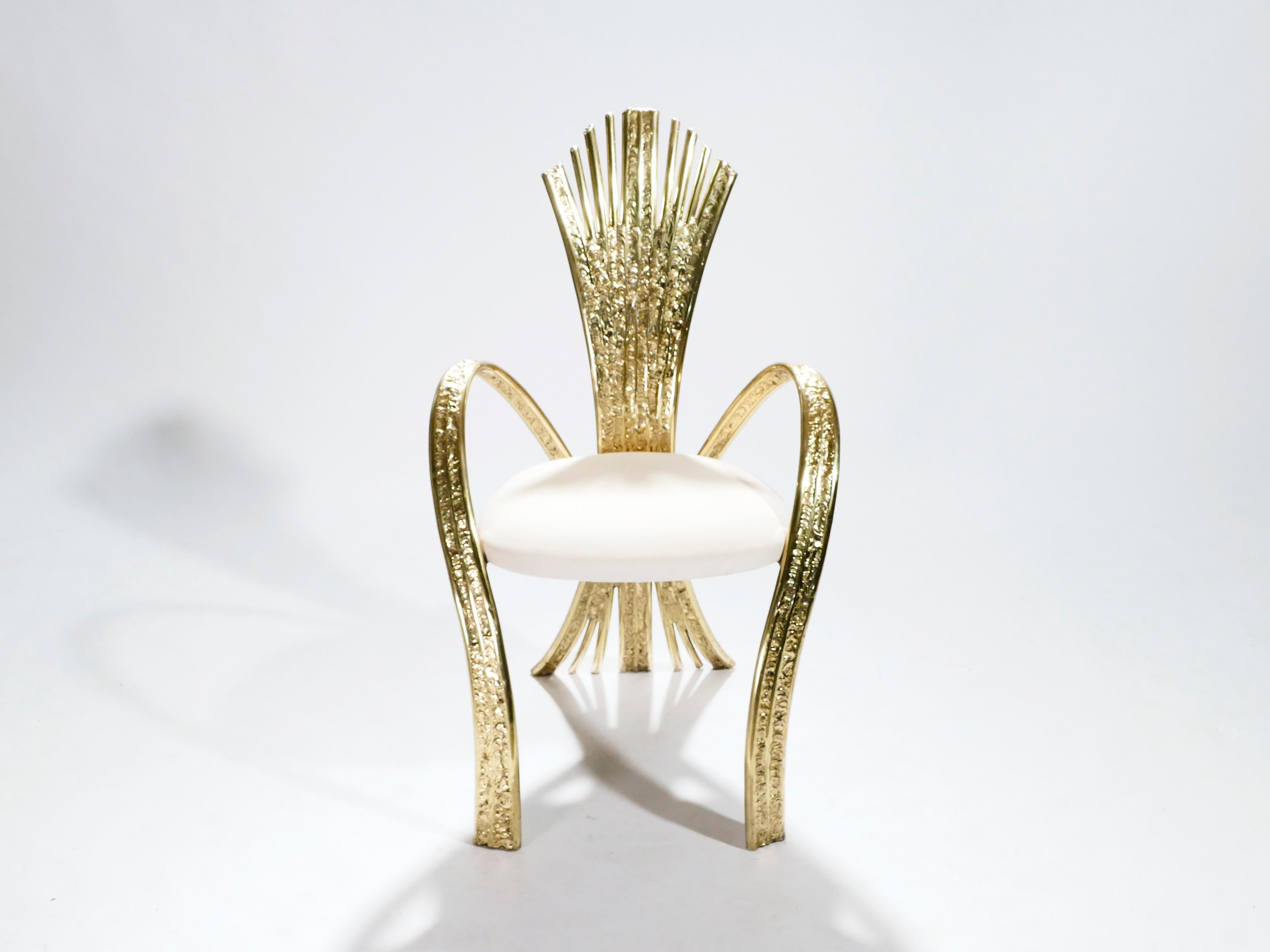 French Pair of Unique Jacques Duval-Brasseur Bronze Chairs, 1970s