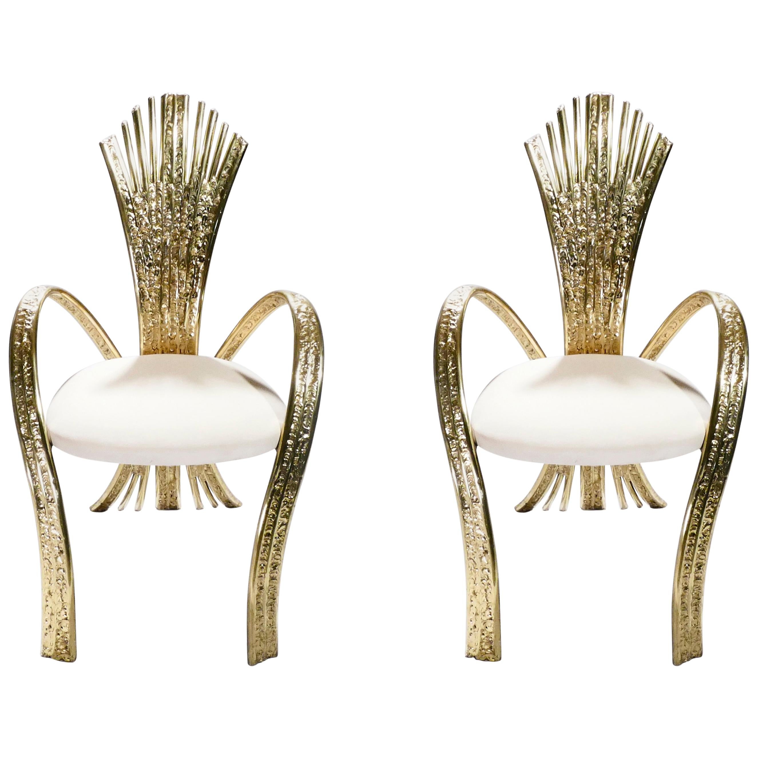 Pair of Unique Jacques Duval-Brasseur Bronze Chairs, 1970s