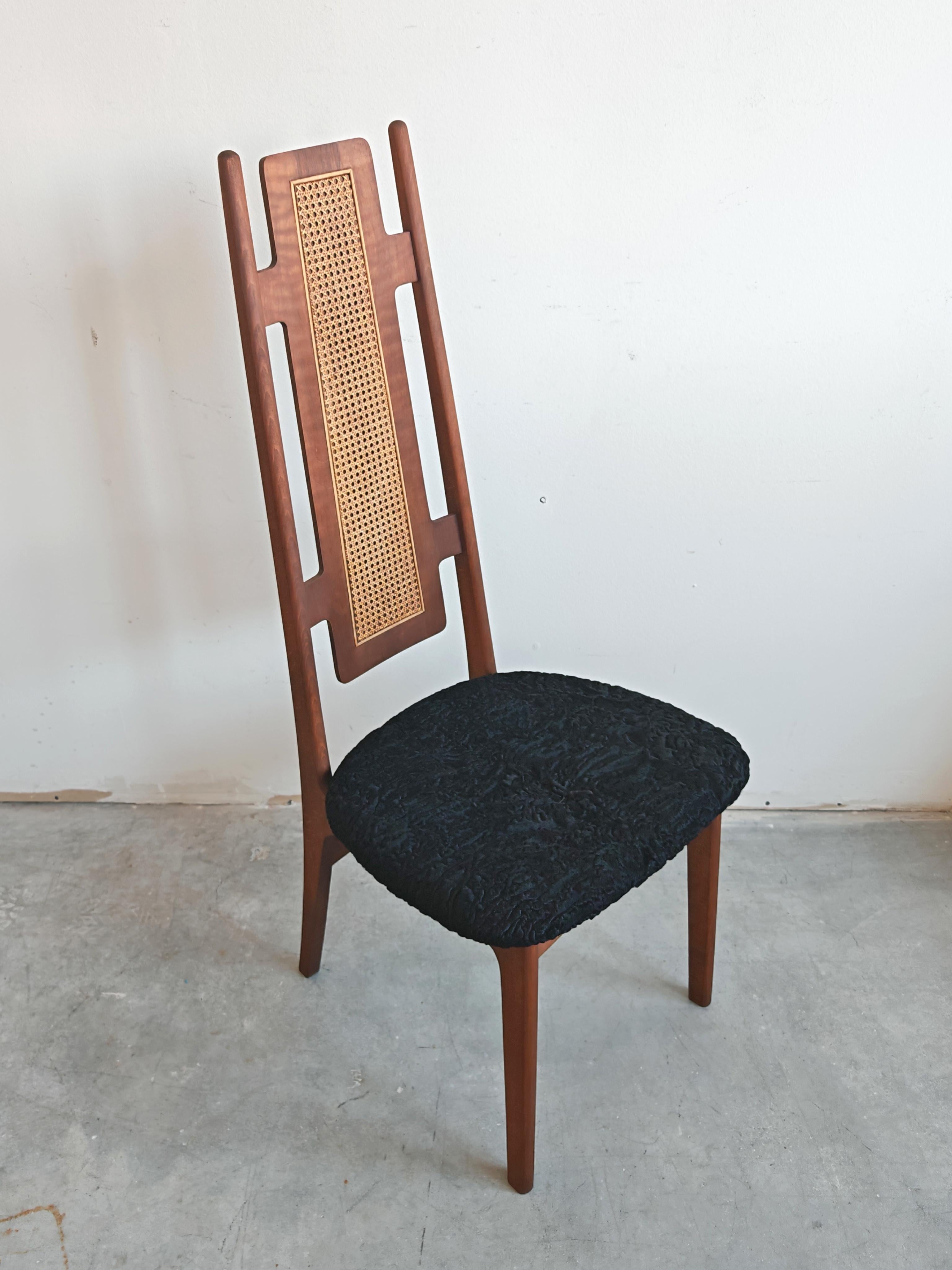 Metà XX secolo Pair of Unique Mid Century Modern Accent Chairs upholstered in Astrakhan fur in vendita