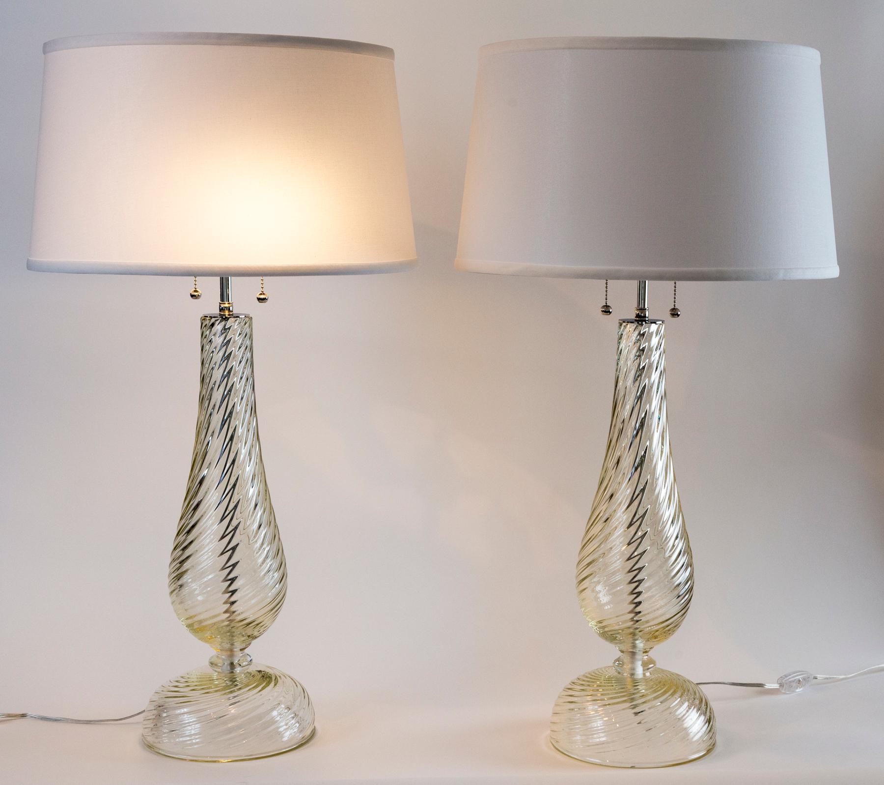 Italian Pair of Unique Modern Murano Swirl Lamps, Contemporary For Sale