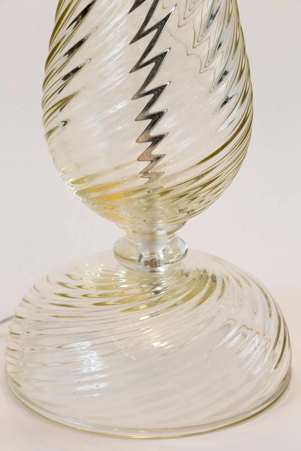 Blown Glass Pair of Unique Modern Murano Swirl Lamps, Contemporary For Sale