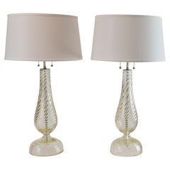Pair of Unique Modern Murano Swirl Lamps, Contemporary
