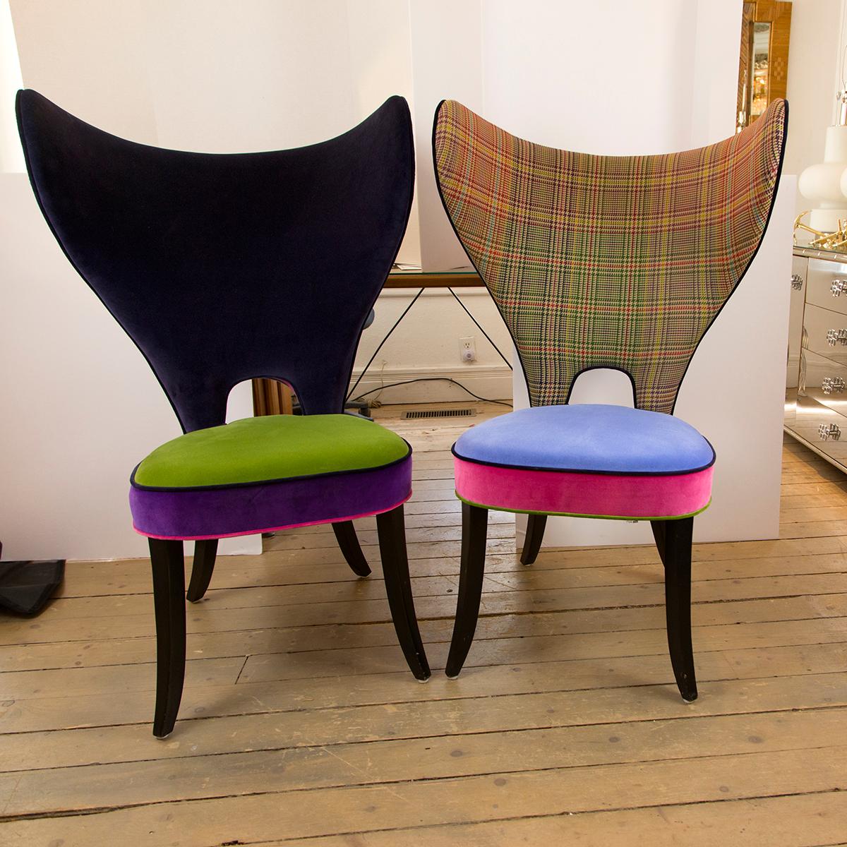 colorful upholstered chairs