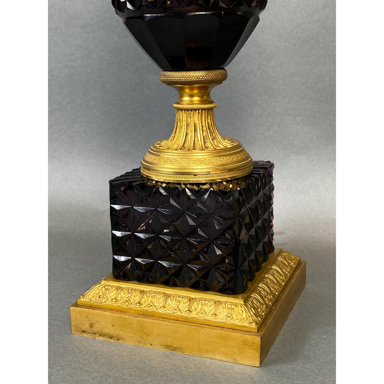 Pair of Unique of Austrian Amethyst Urns with Gilt Bronze Mounts  For Sale 7