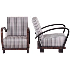 Pair of Unique Positioning Armchairs, Combination Macassar and Black Lacquer