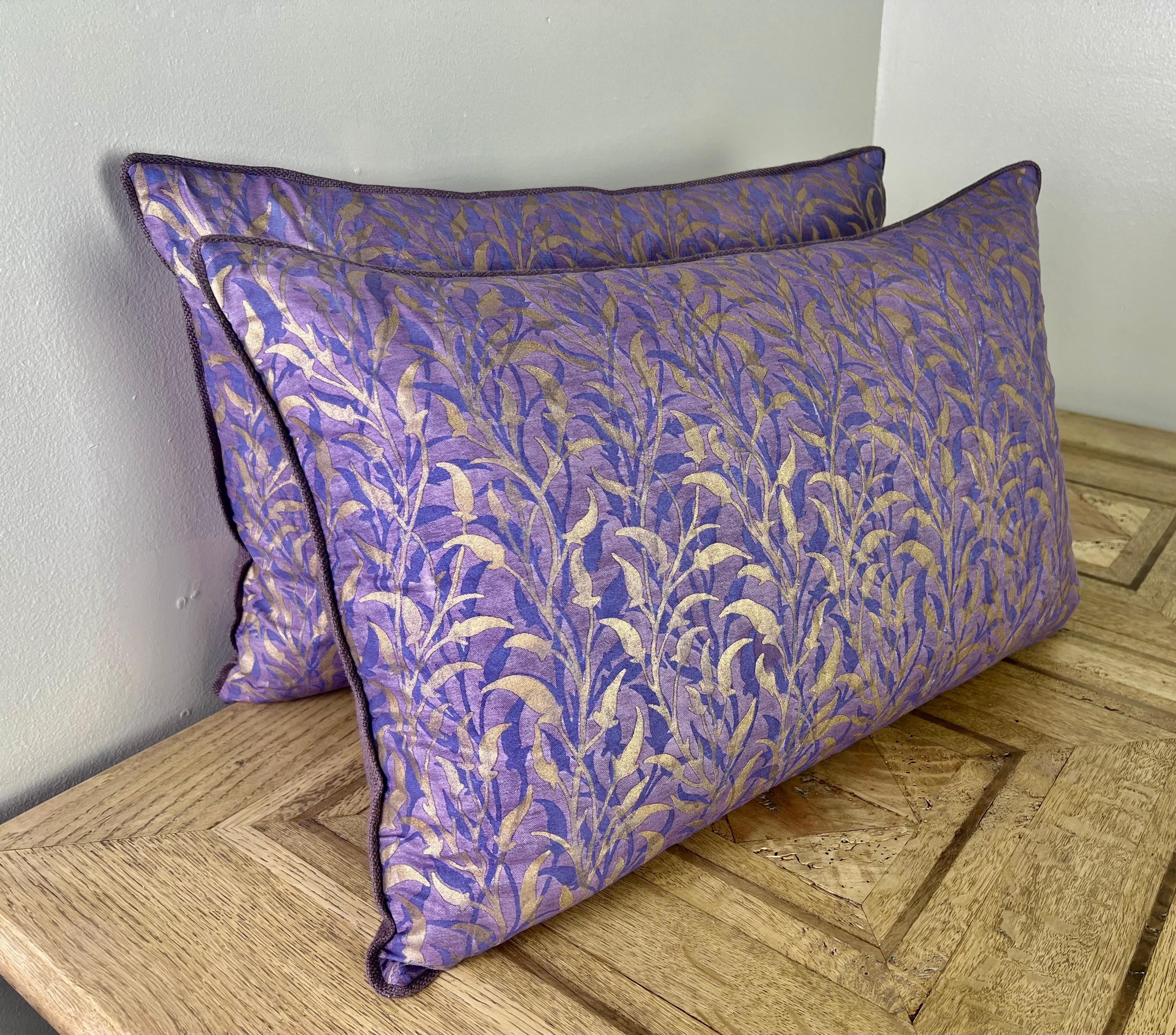 20th Century Pair of Unique Printed Fortuny Pillows