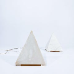 Pair of unique pyramid shape alabaster table lamps from Eclipsi, Spain, 1960s