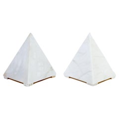 Pair of unique pyramid shape alabaster table lamps from Eclipsi, Spain, 1960s