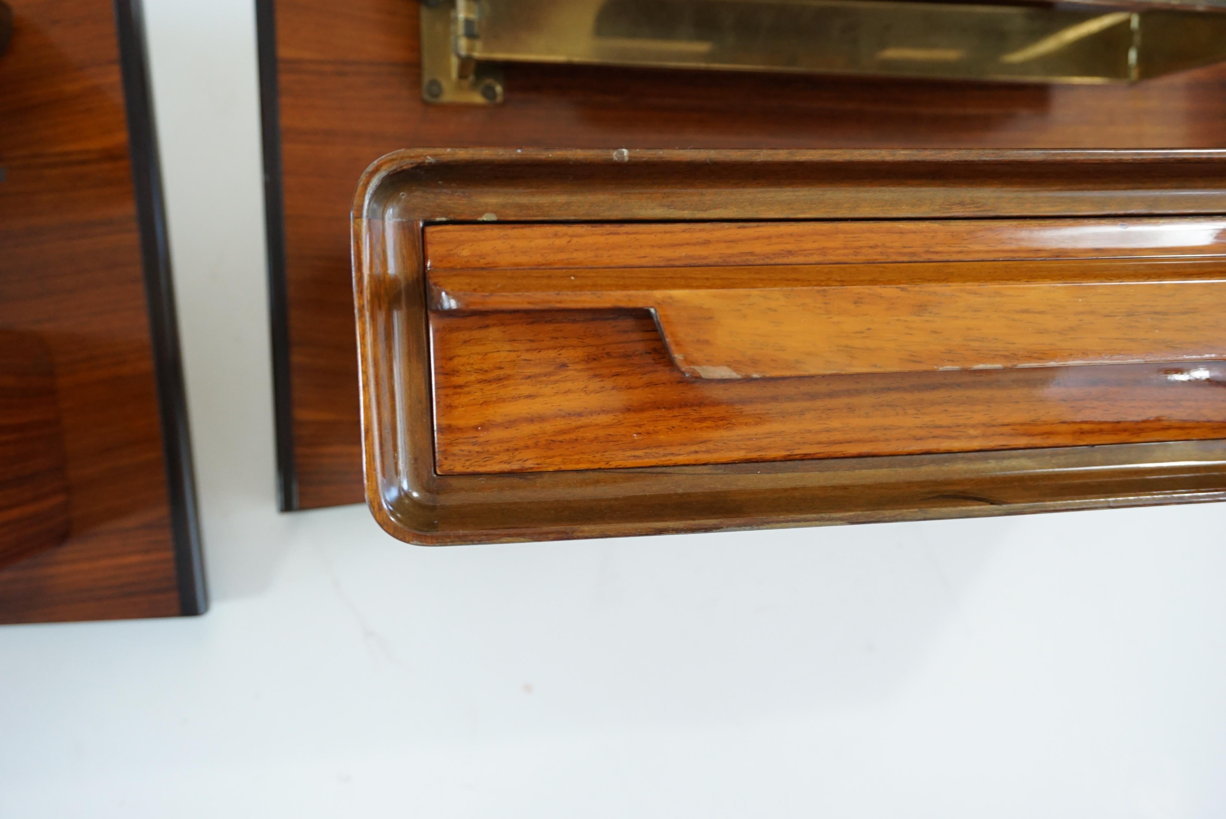 Pair of Unique Rosewood Hanging Cavatorta Bedside Tables, Adjustable Shelfs 1950 4