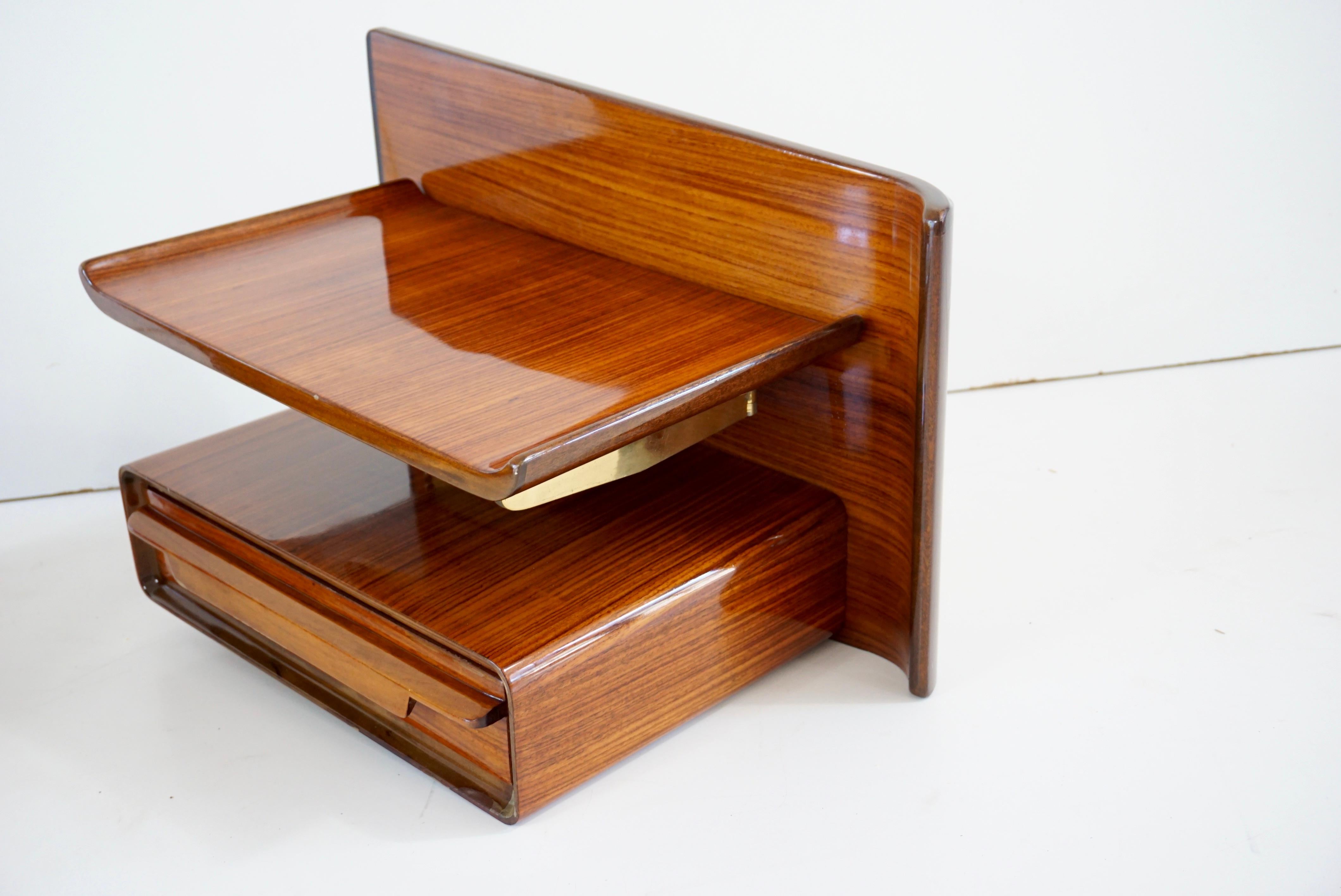 Pair of Unique Rosewood Hanging Cavatorta Bedside Tables, Adjustable Shelfs 1950 9