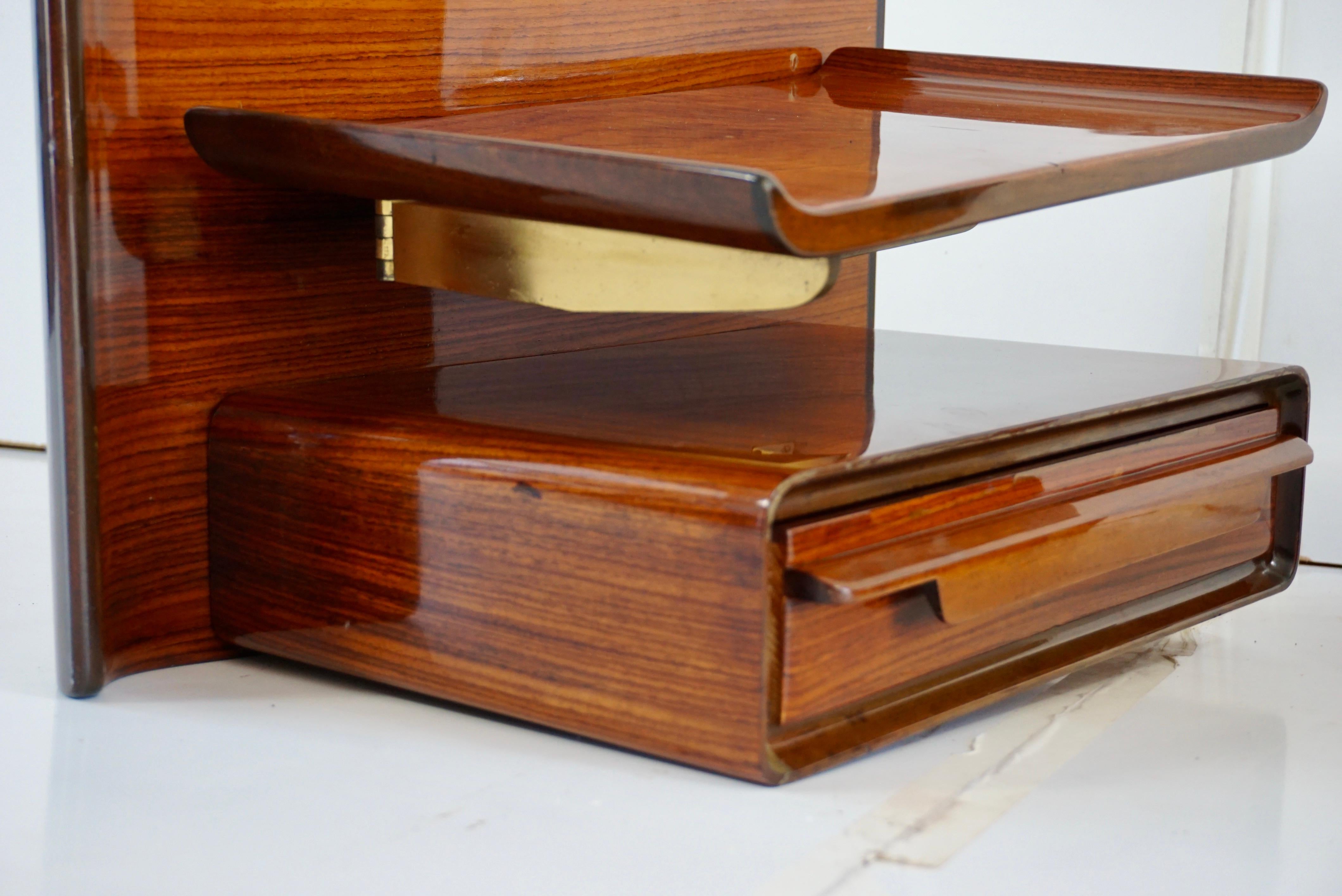 Pair of Unique Rosewood Hanging Cavatorta Bedside Tables, Adjustable Shelfs 1950 10