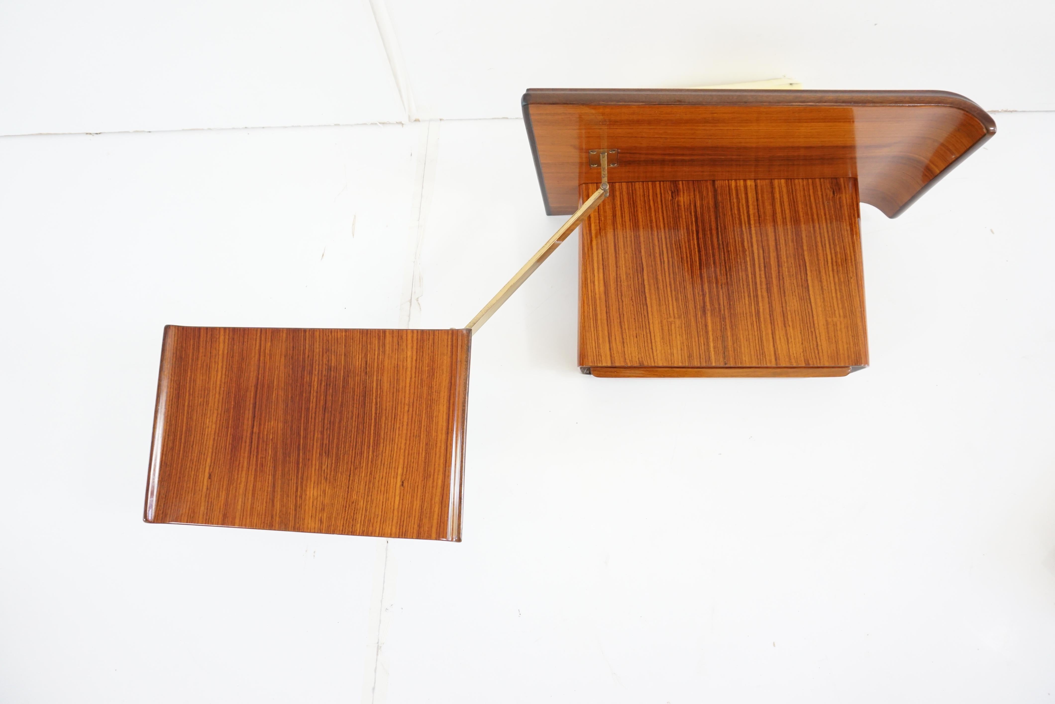 Pair of Unique Rosewood Hanging Cavatorta Bedside Tables, Adjustable Shelfs 1950 2